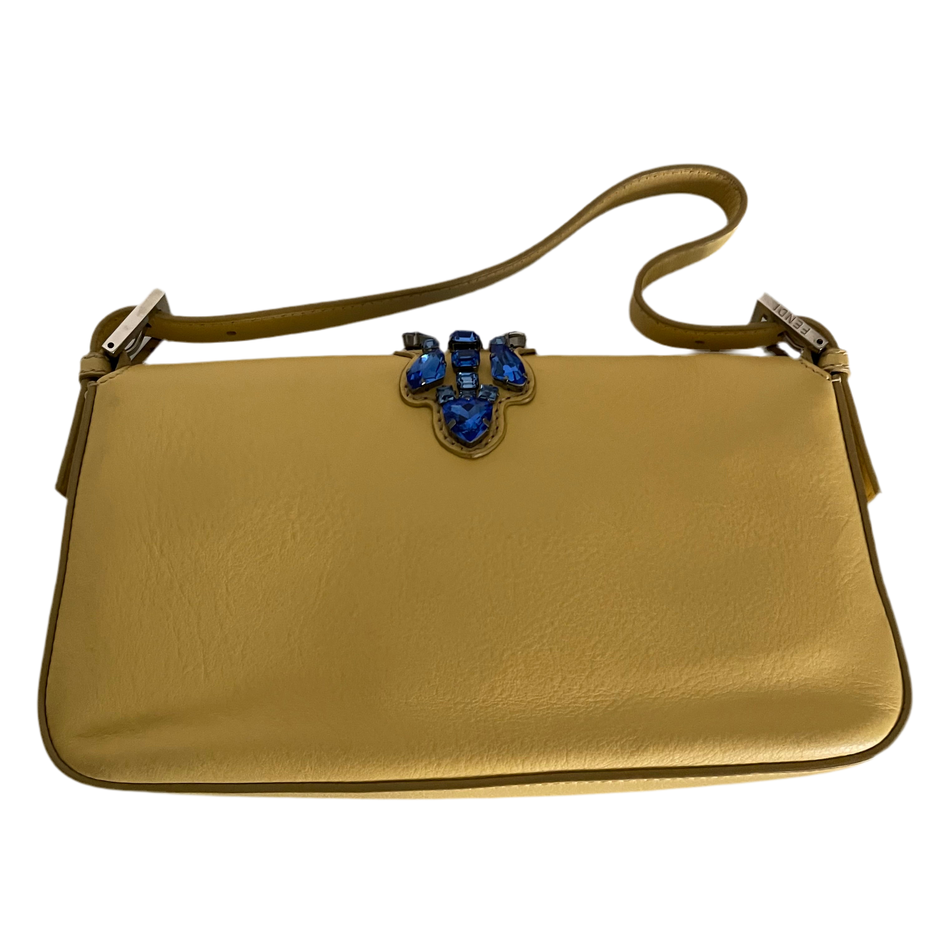 Fendi Yellow Crystal Embellished Baguette