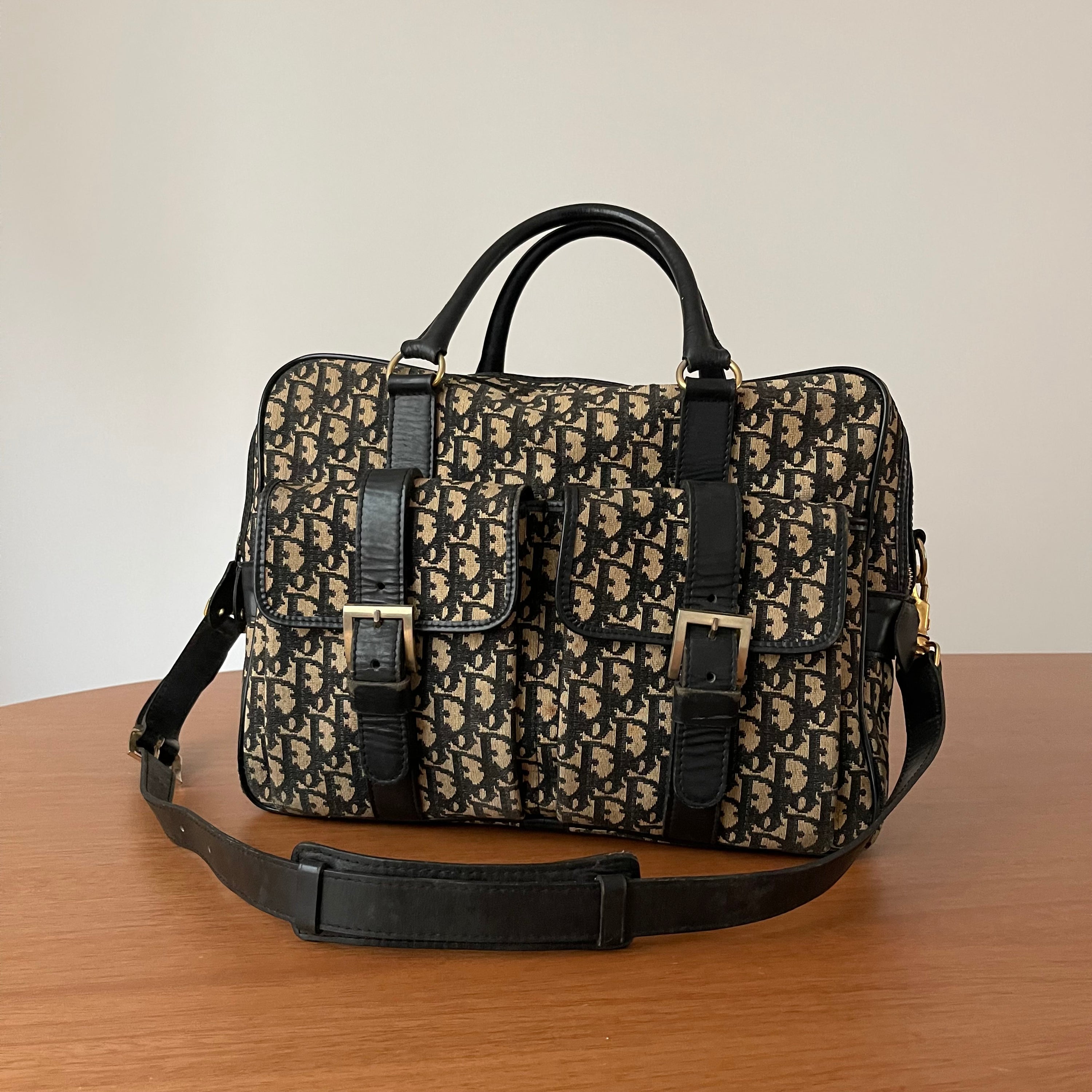 Christian Dior 80s 48H Sac Monogram Vintage Luggage Bag
