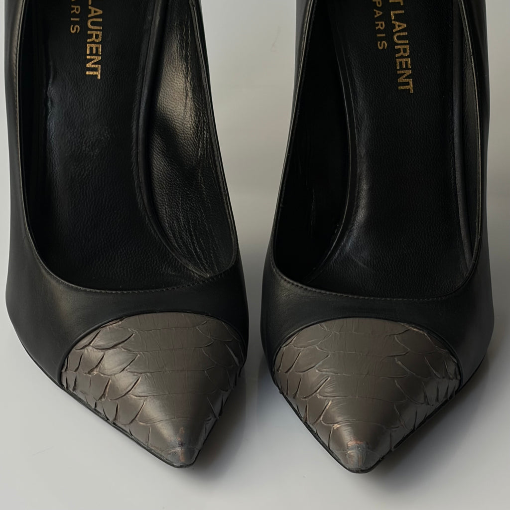 Saint Laurent Paris Zoe Black Leather Heels