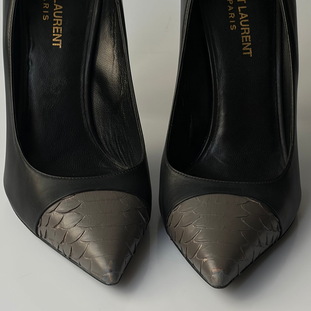 Saint Laurent Paris Zoe Black Leather Heels