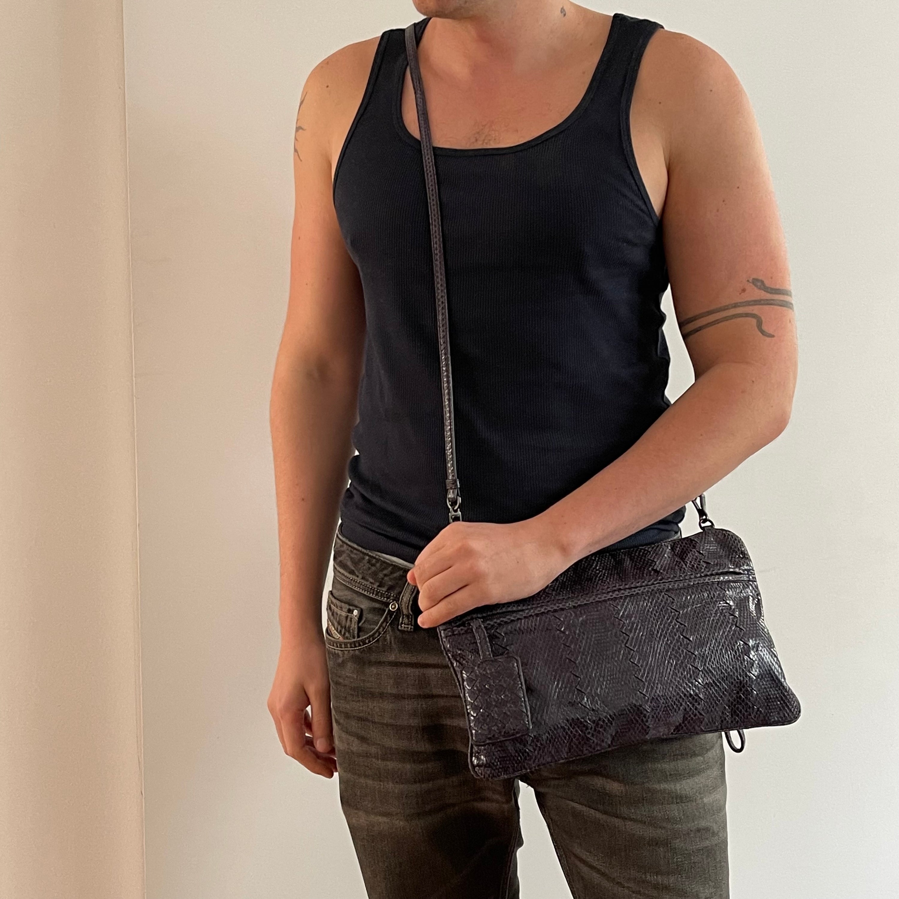 Bottega Veneta Purple Exotic Leather 2way Bag
