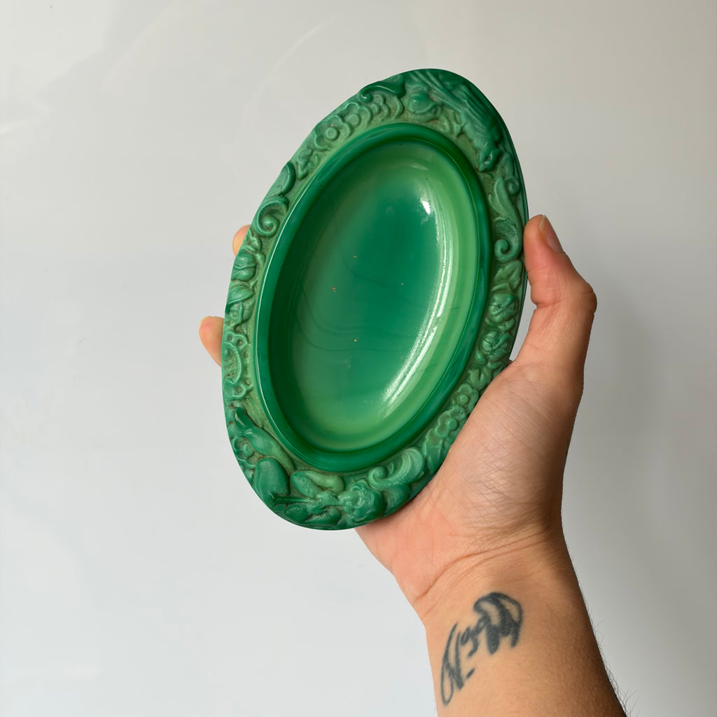 Curt Schlevogt Malachite Glass Bowl
