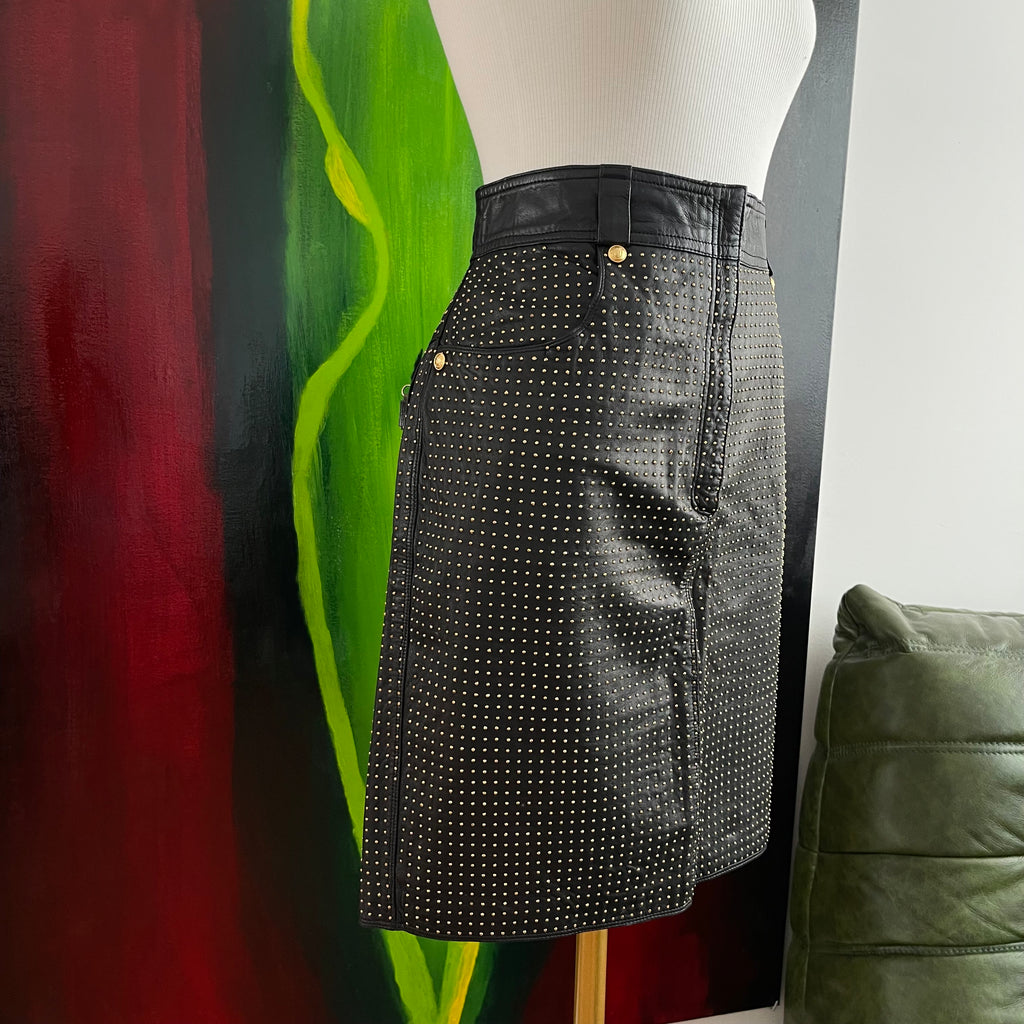 Gianni Versace 90s Studded Leather Skirt