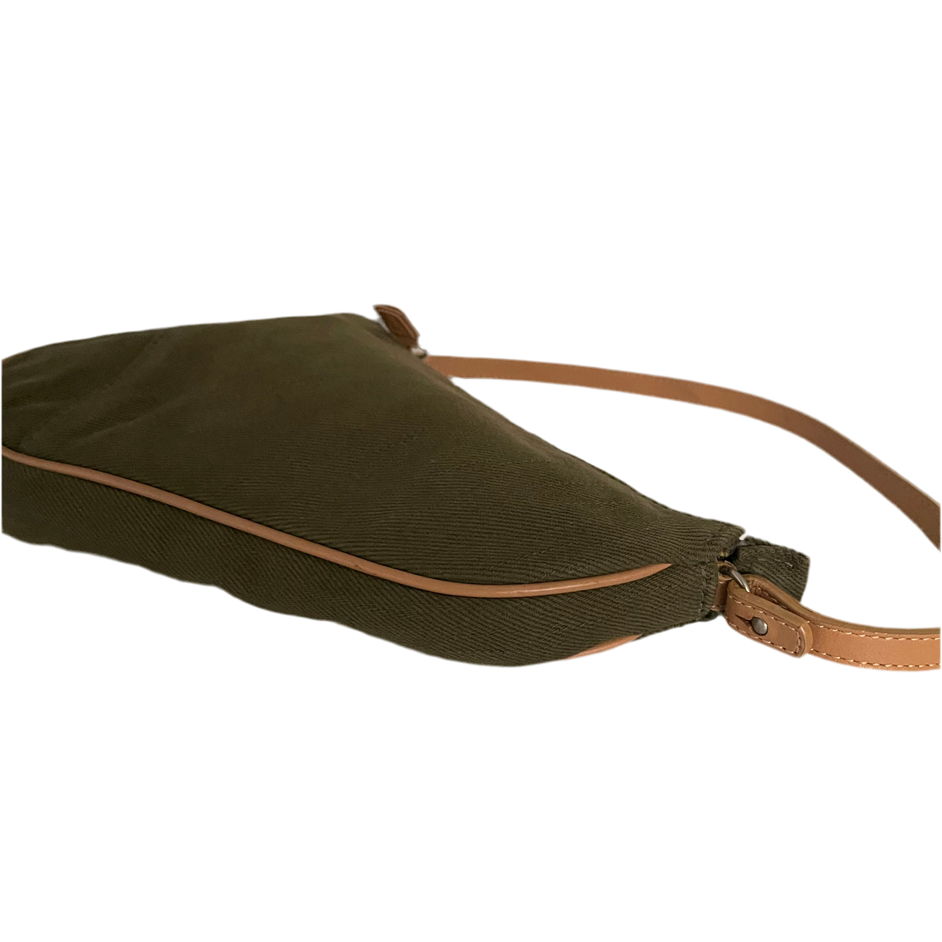 Christian Dior Green Denim Mini Saddle Bag