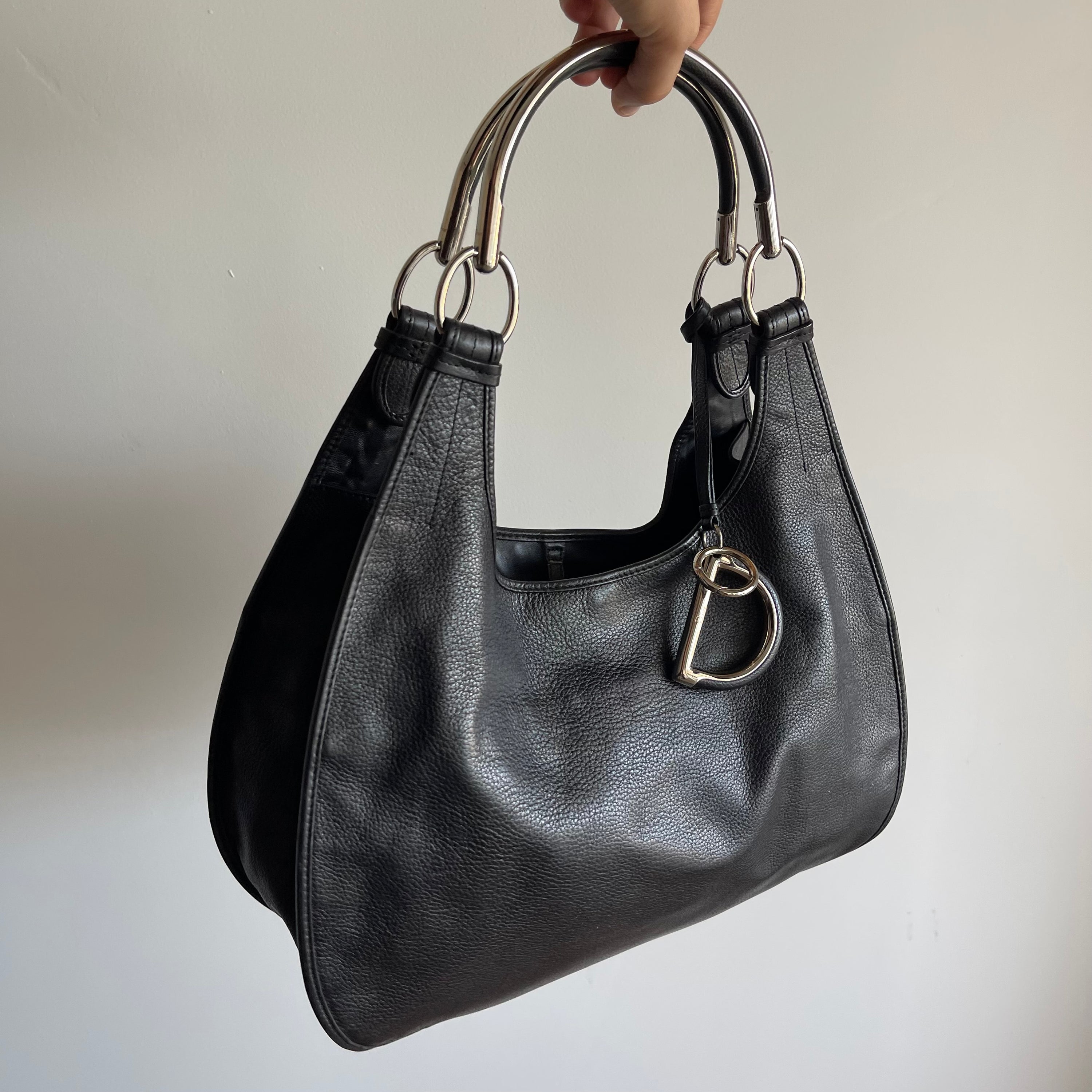 Christian Dior D Leather Shoulder Bag
