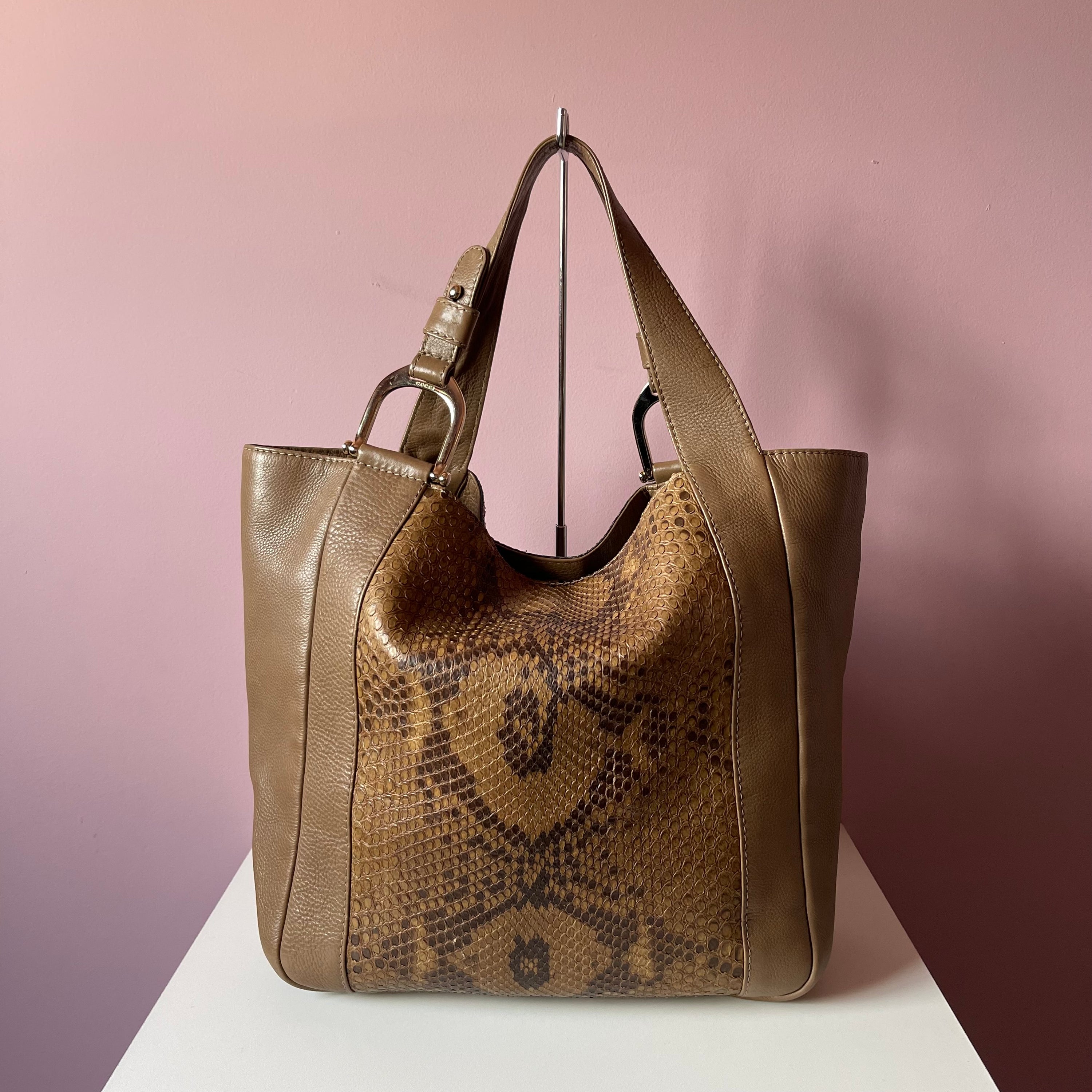 Gucci Python Horsebit Tote Bag