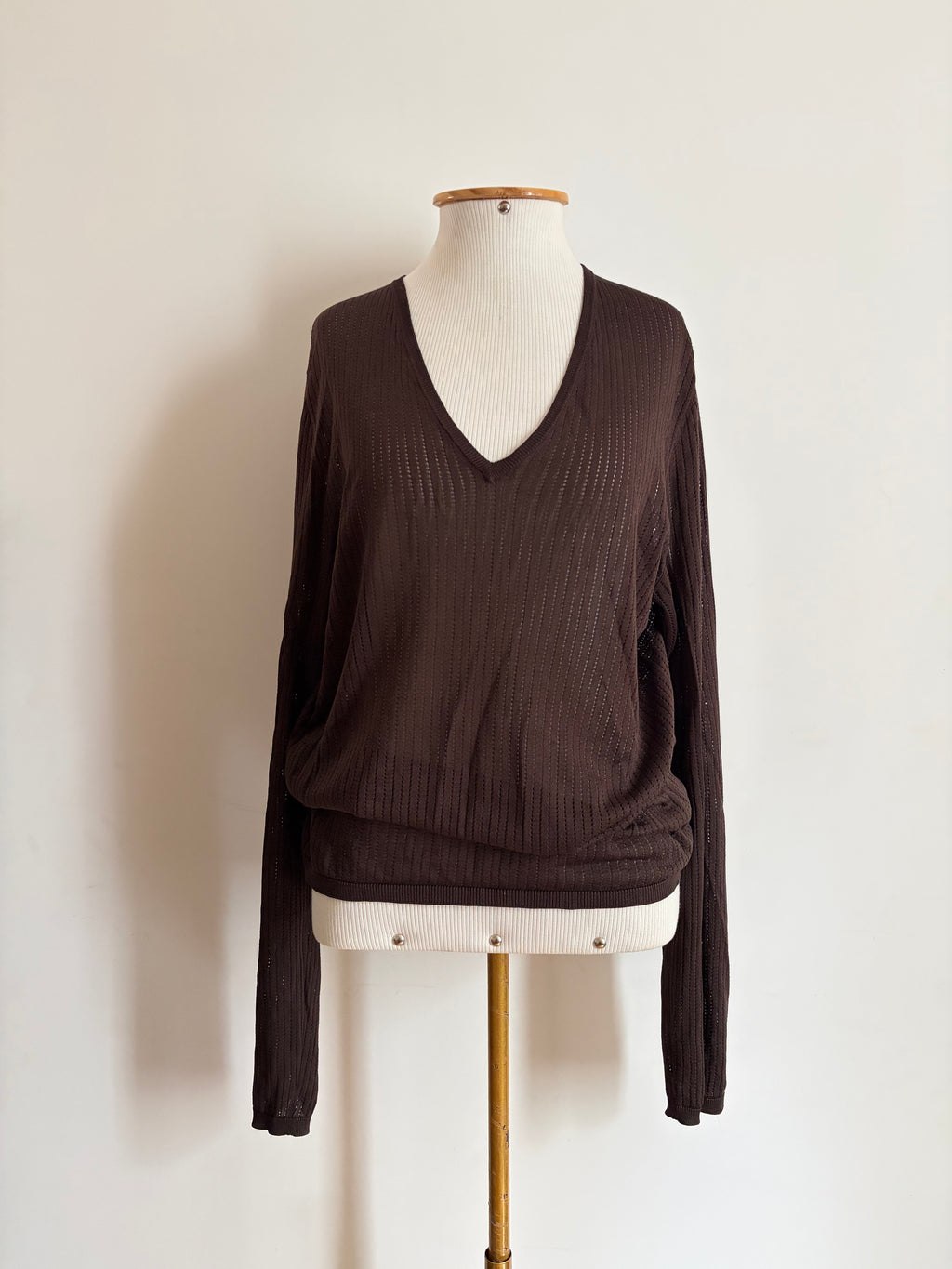 Gucci Cristiano Ronaldo Brown Wool Silk Knit V-neck Sweater