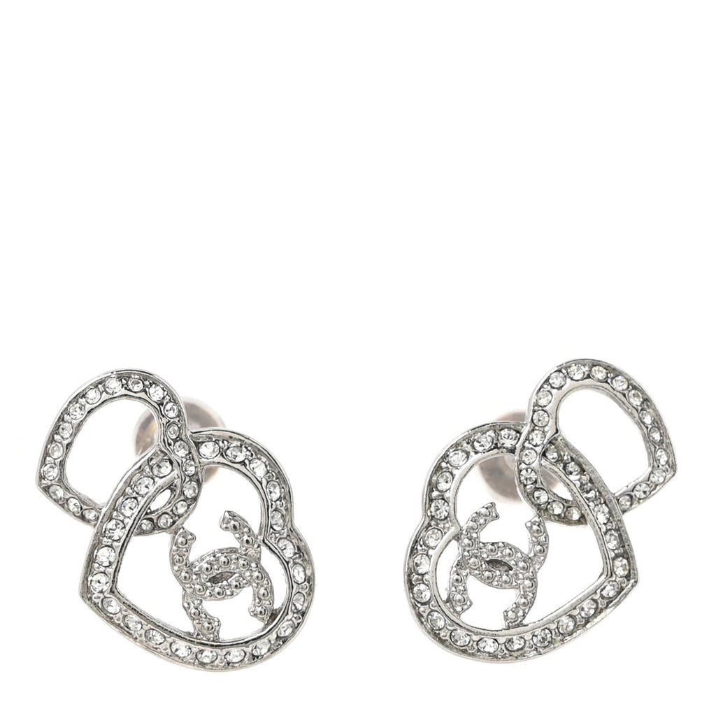 Chanel Crystal Heart Earrings