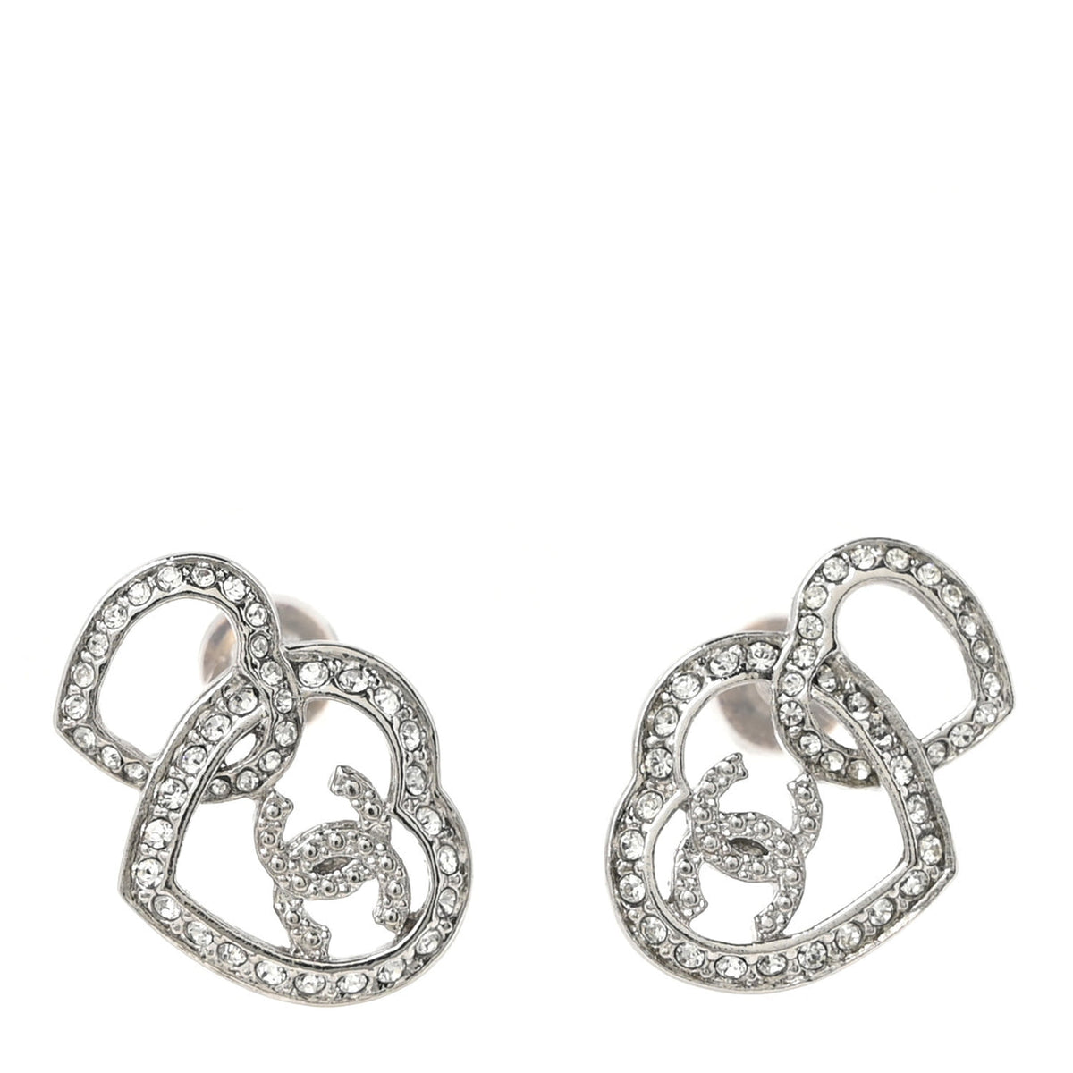 Chanel Crystal Heart Earrings