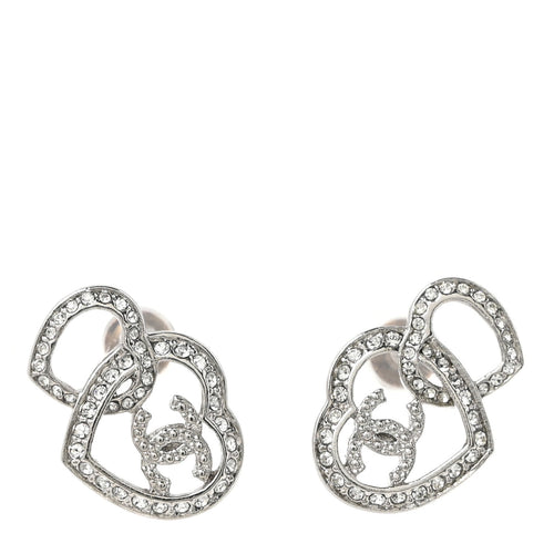 Chanel Crystal Heart Earrings