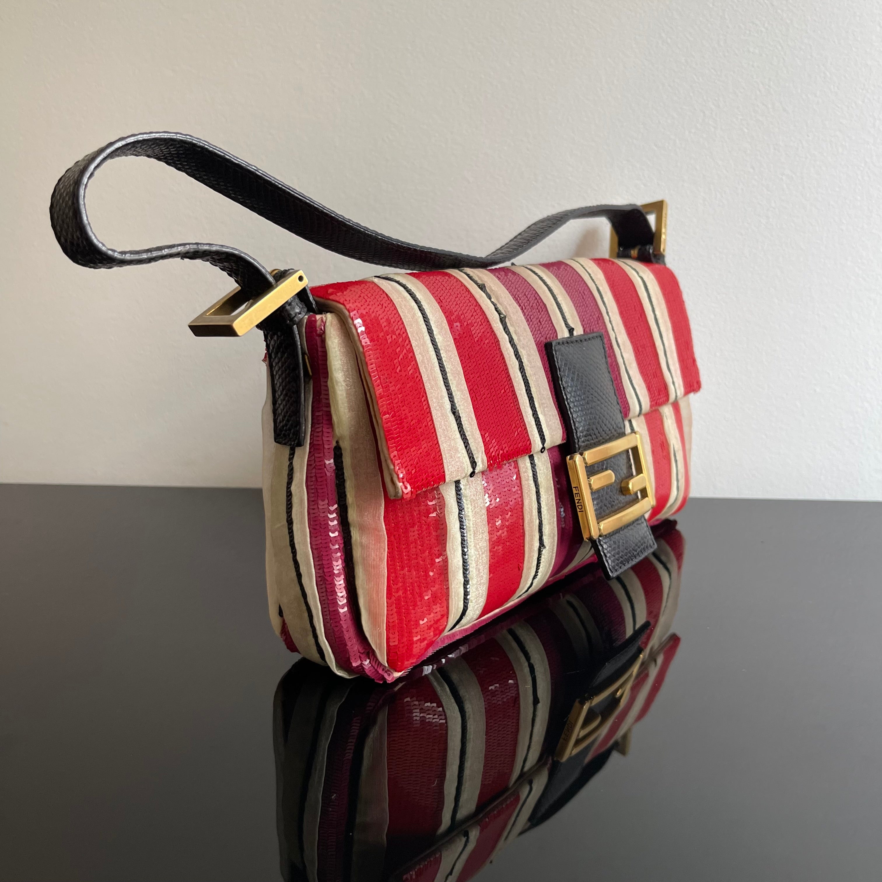 Fendi Sequined Stripes Baguette Bag
