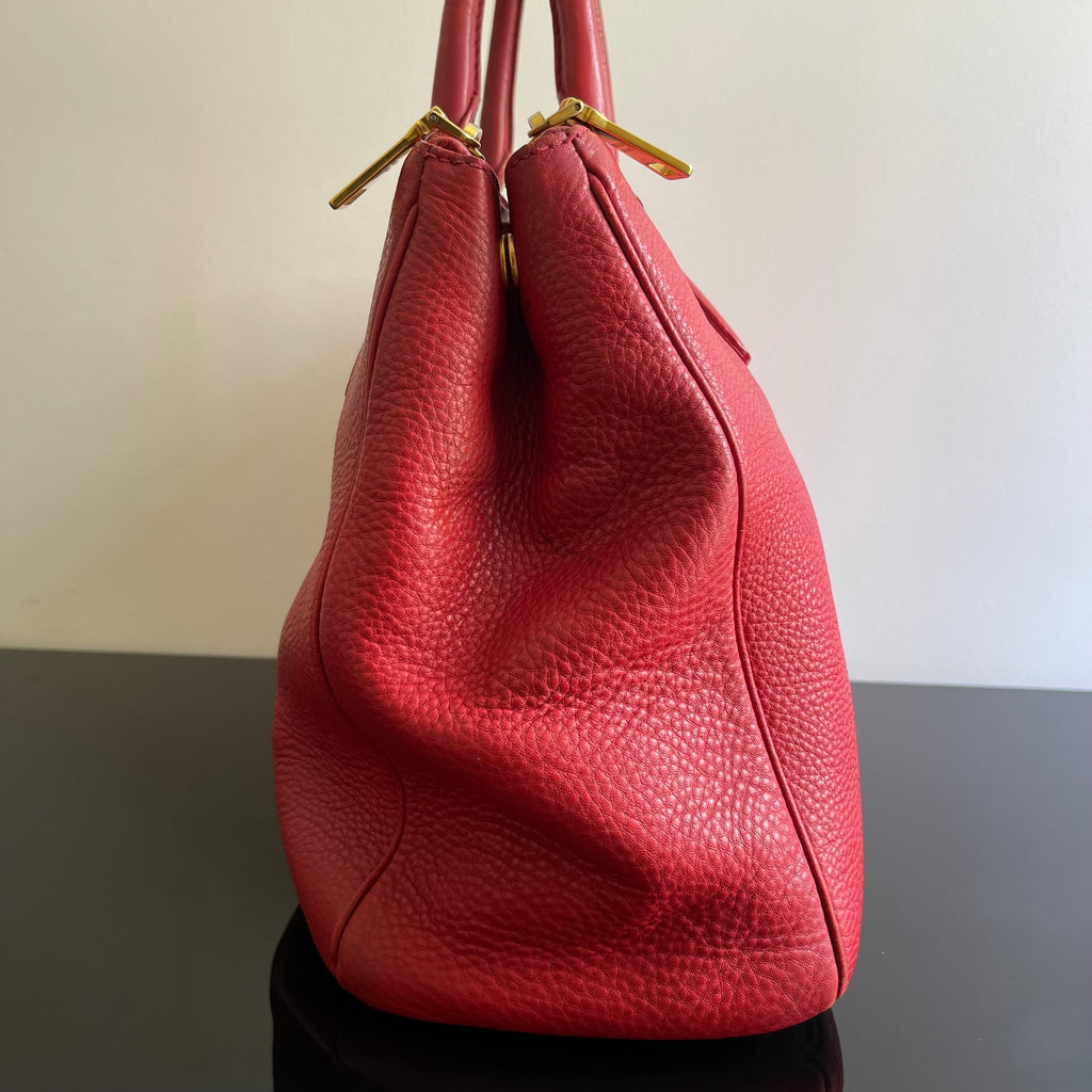 Prada Red Leather Tote Bag