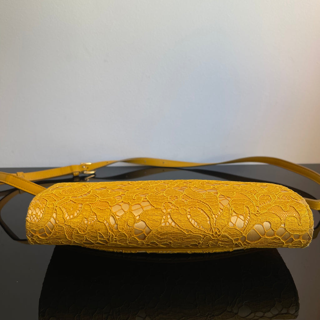 Dolce & Gabbana Yellow Lace and Satin Sicily Flap Bag