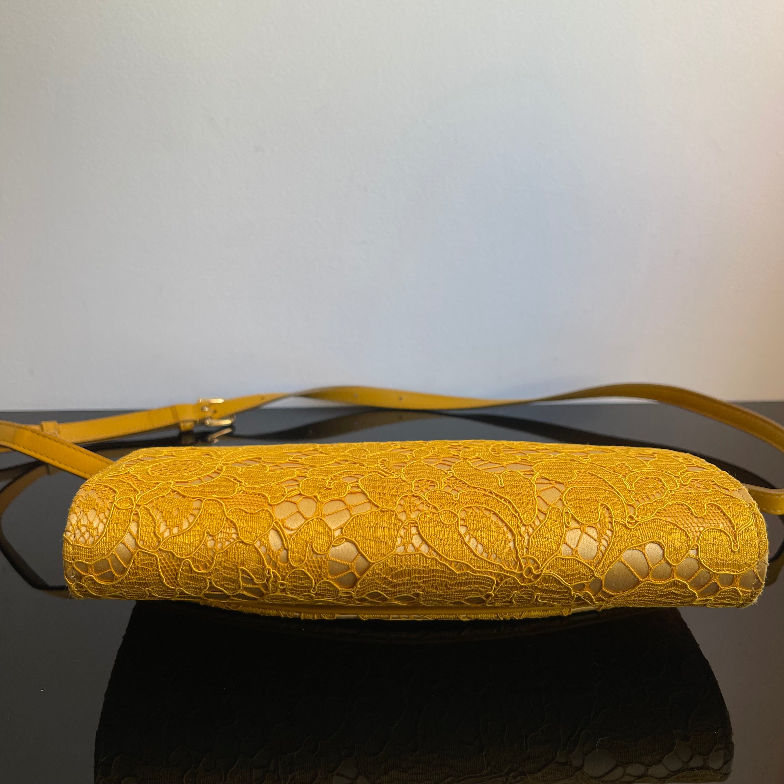 Dolce & Gabbana Yellow Lace and Satin Sicily Flap Bag