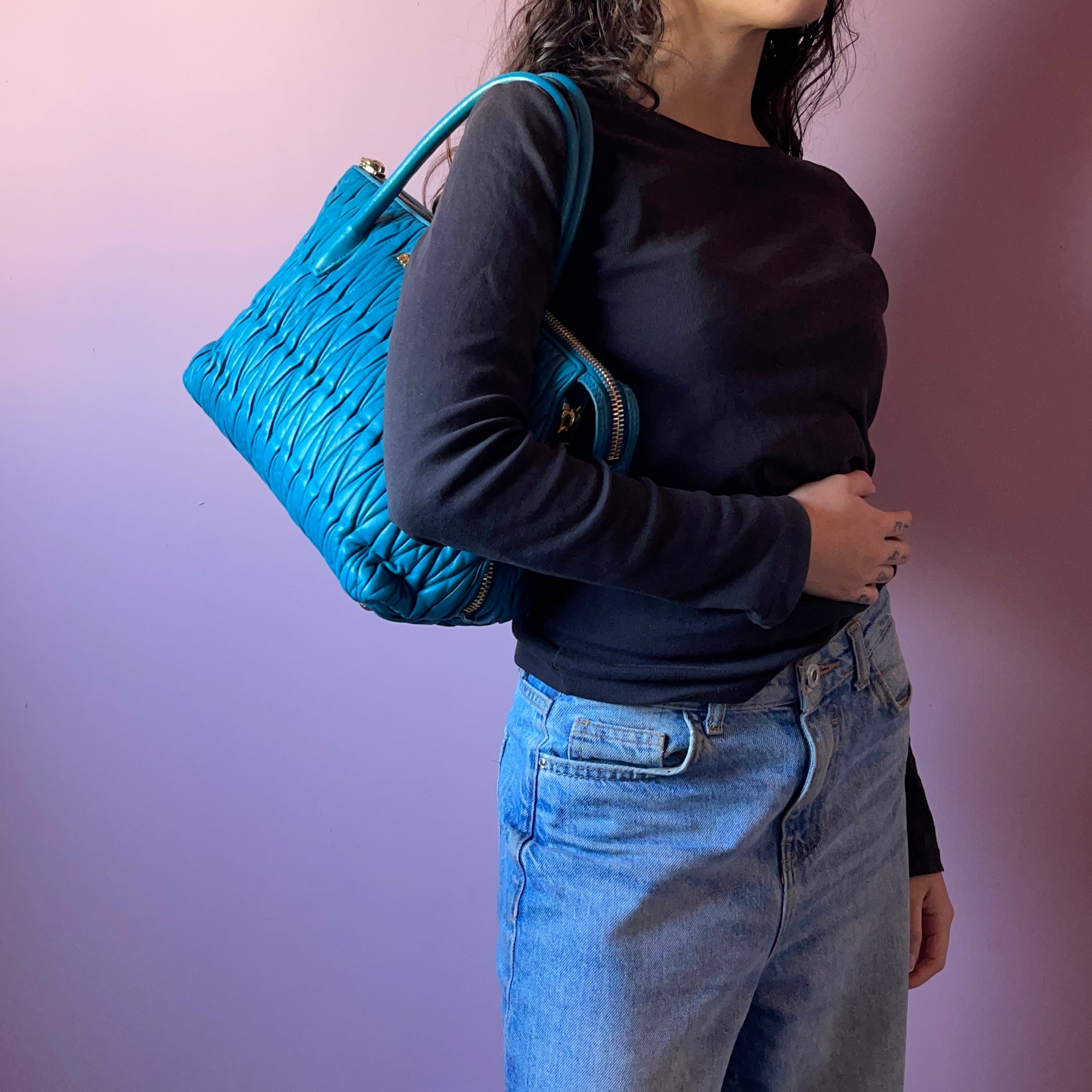 Miu Miu Leather Side Zip Bag
