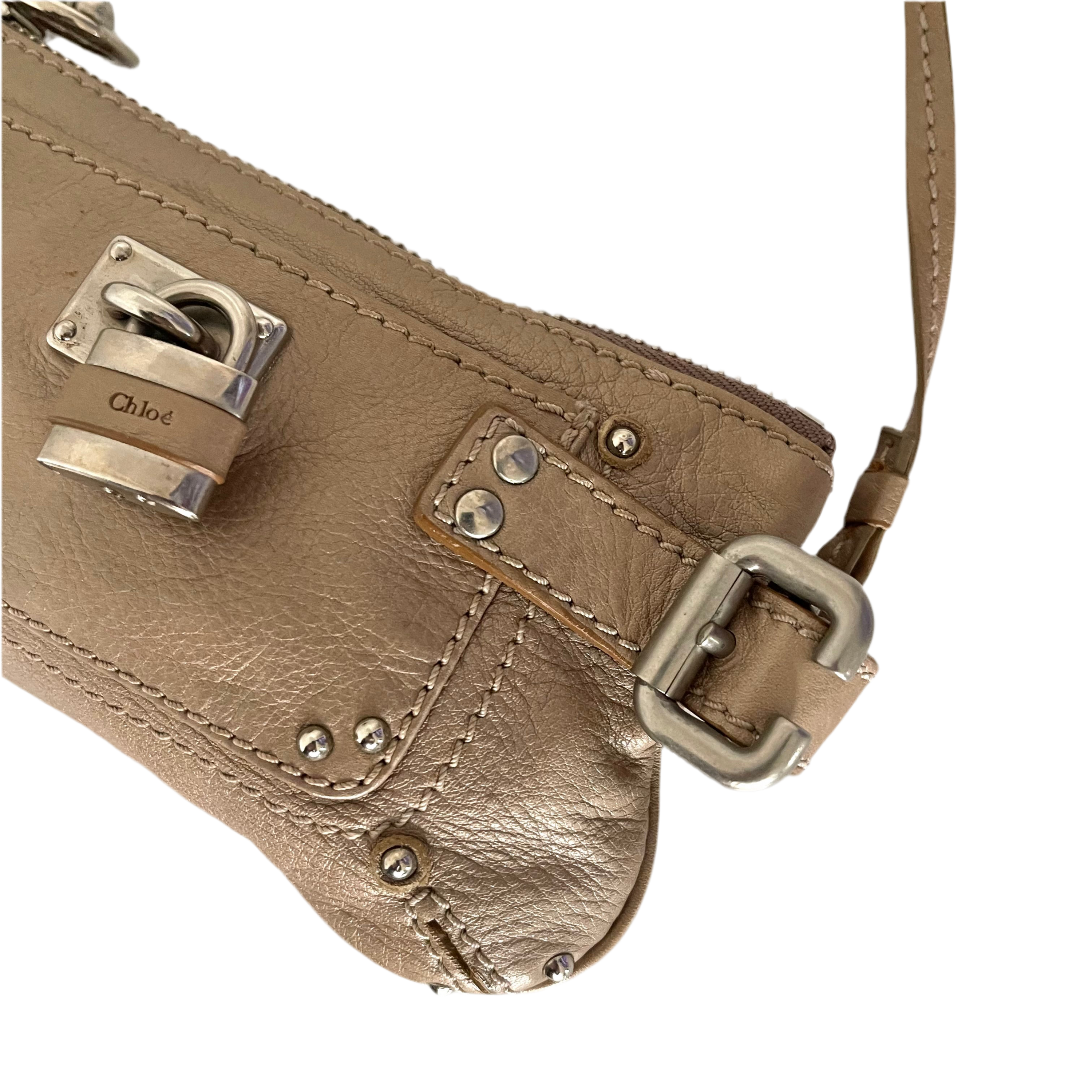 Chloé Mini Paddington Metallic Leather Shoulder Bag