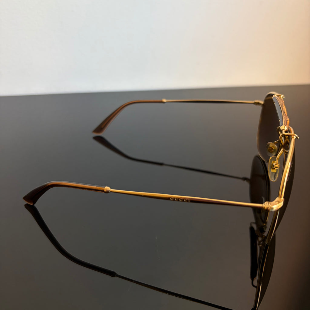 Gucci Gold Plated Bamboo Aviator Sunglasses