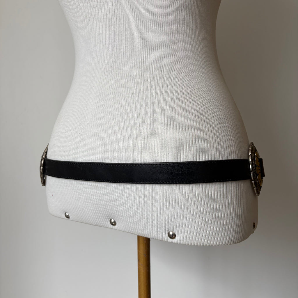 Diesel Black Leather Concho Belt