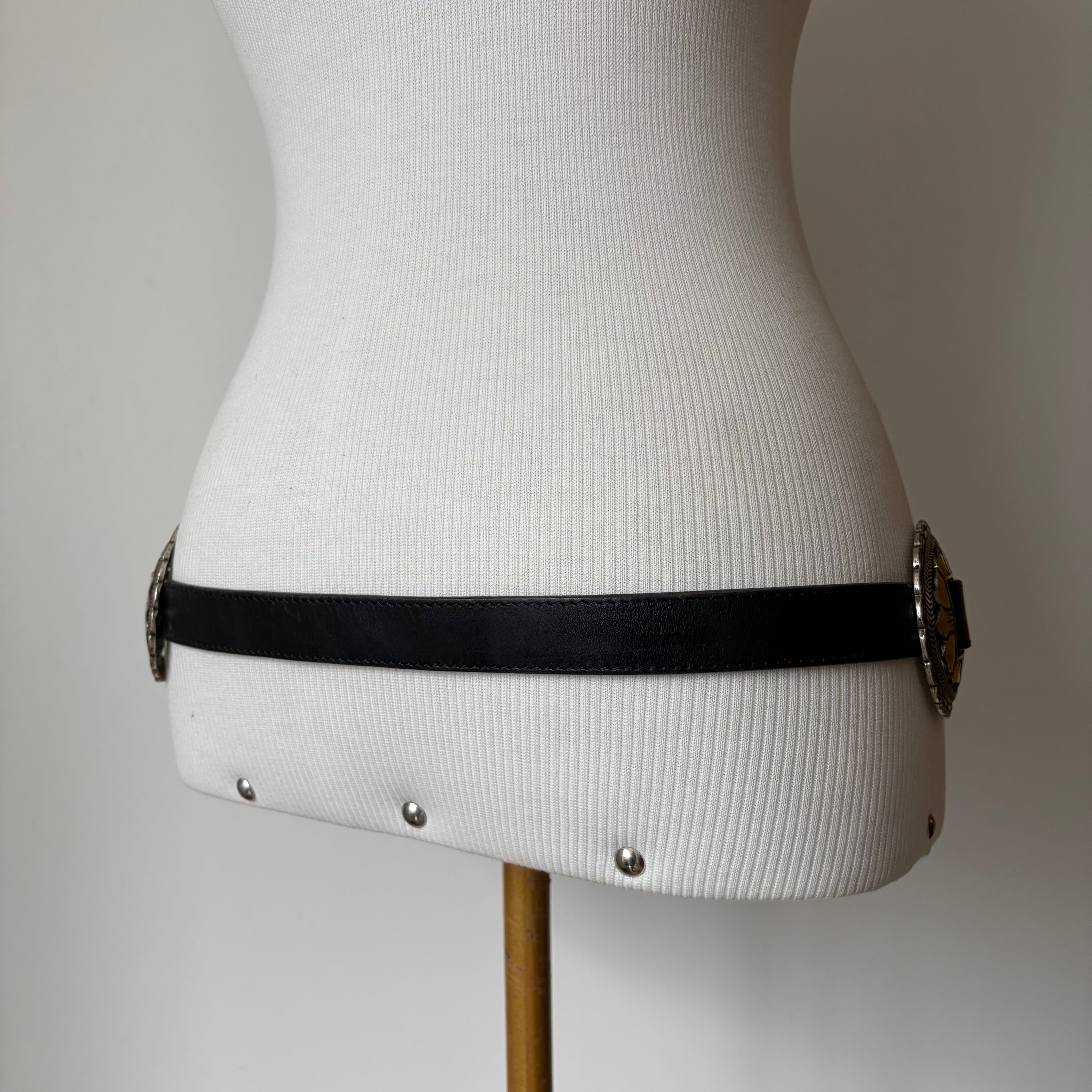 Diesel Black Leather Concho Belt