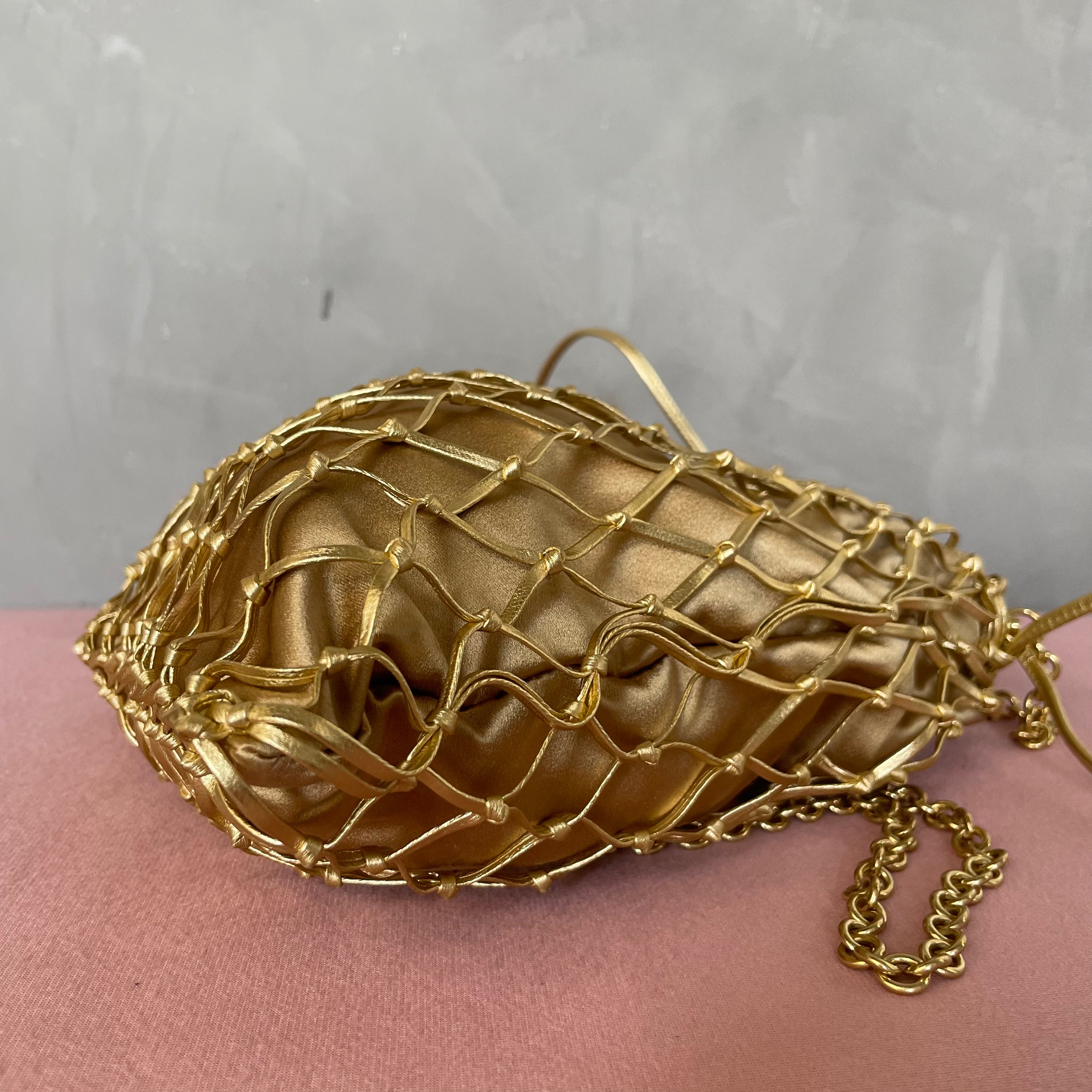 Prada Gold Bucket Satin Bag
