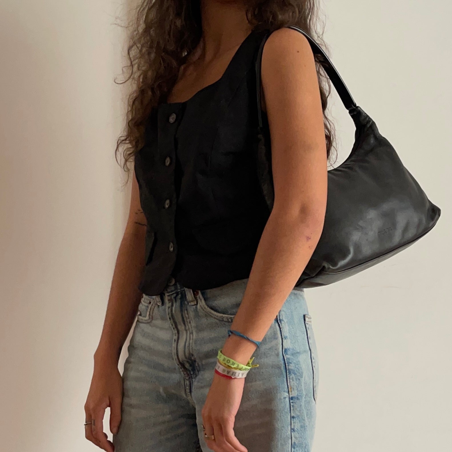 Prada 90s Leather and Acrylic Handle Bag