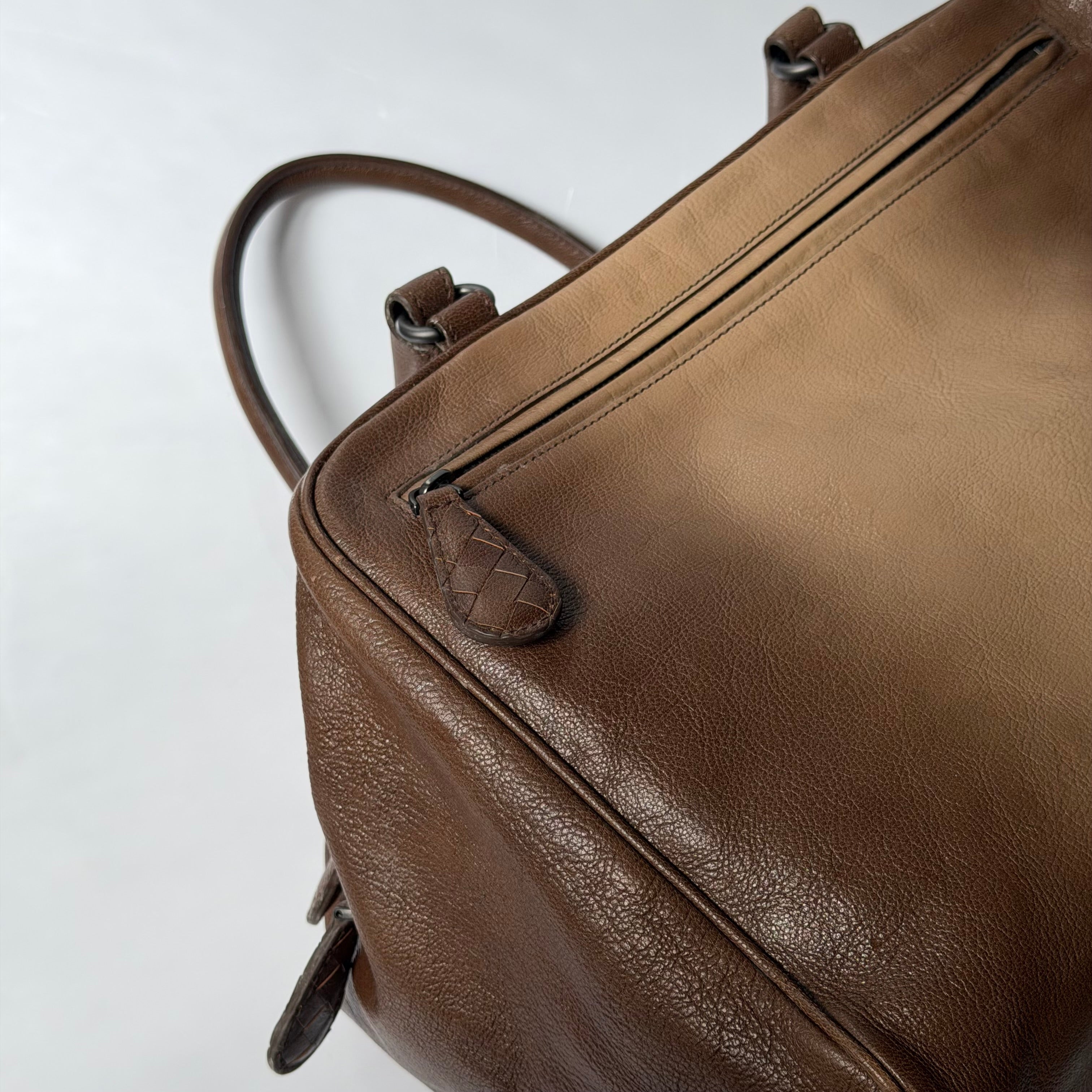 Bottega Veneta Brown Ombre Leather Brera Bowler Bag