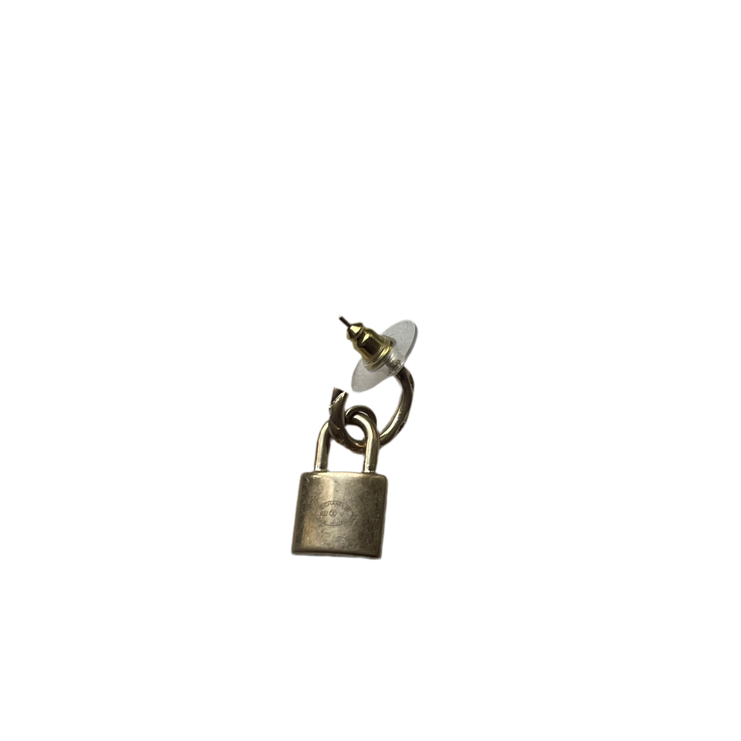 Chanel Metal Lock Drop Earring
