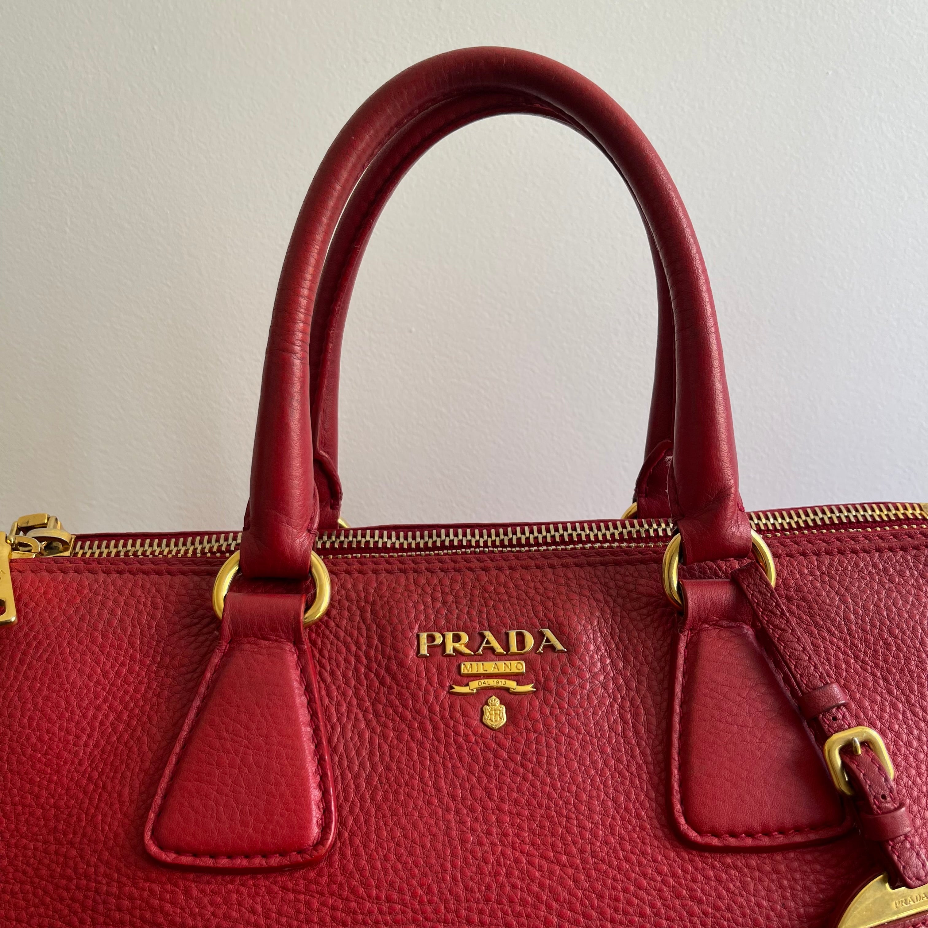Prada Red Leather Tote Bag