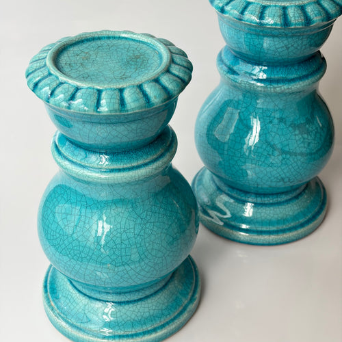 1970s Crackle Glaze Candle Holder