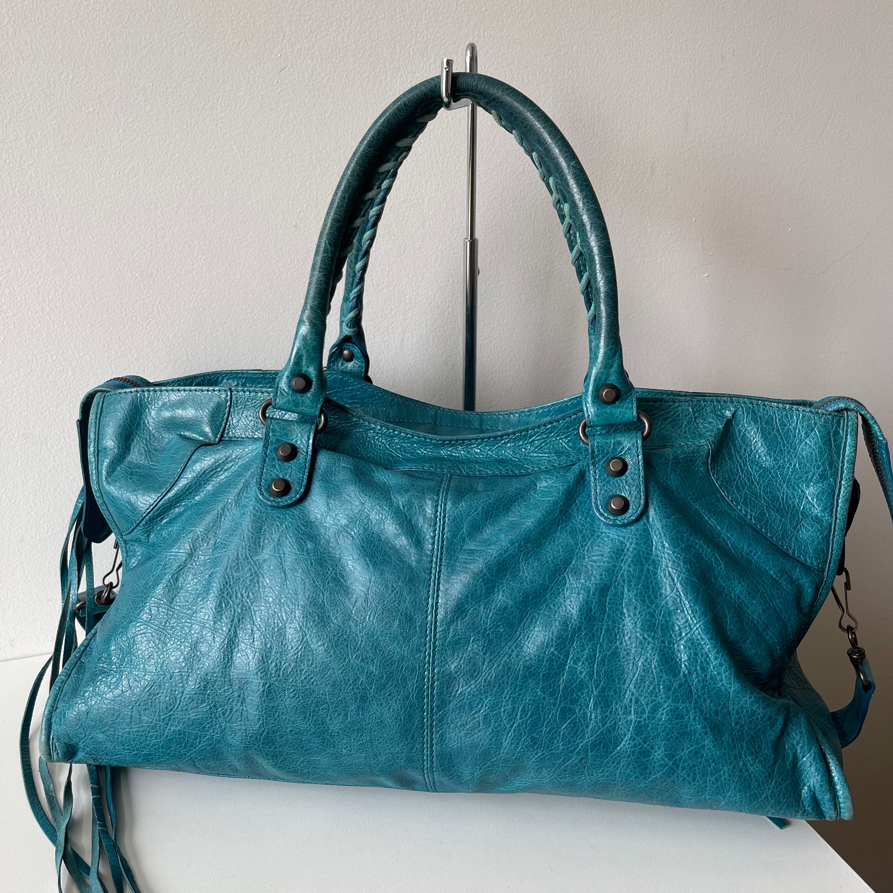Balenciaga Lagoon Lambskin Motorcycle Bag
