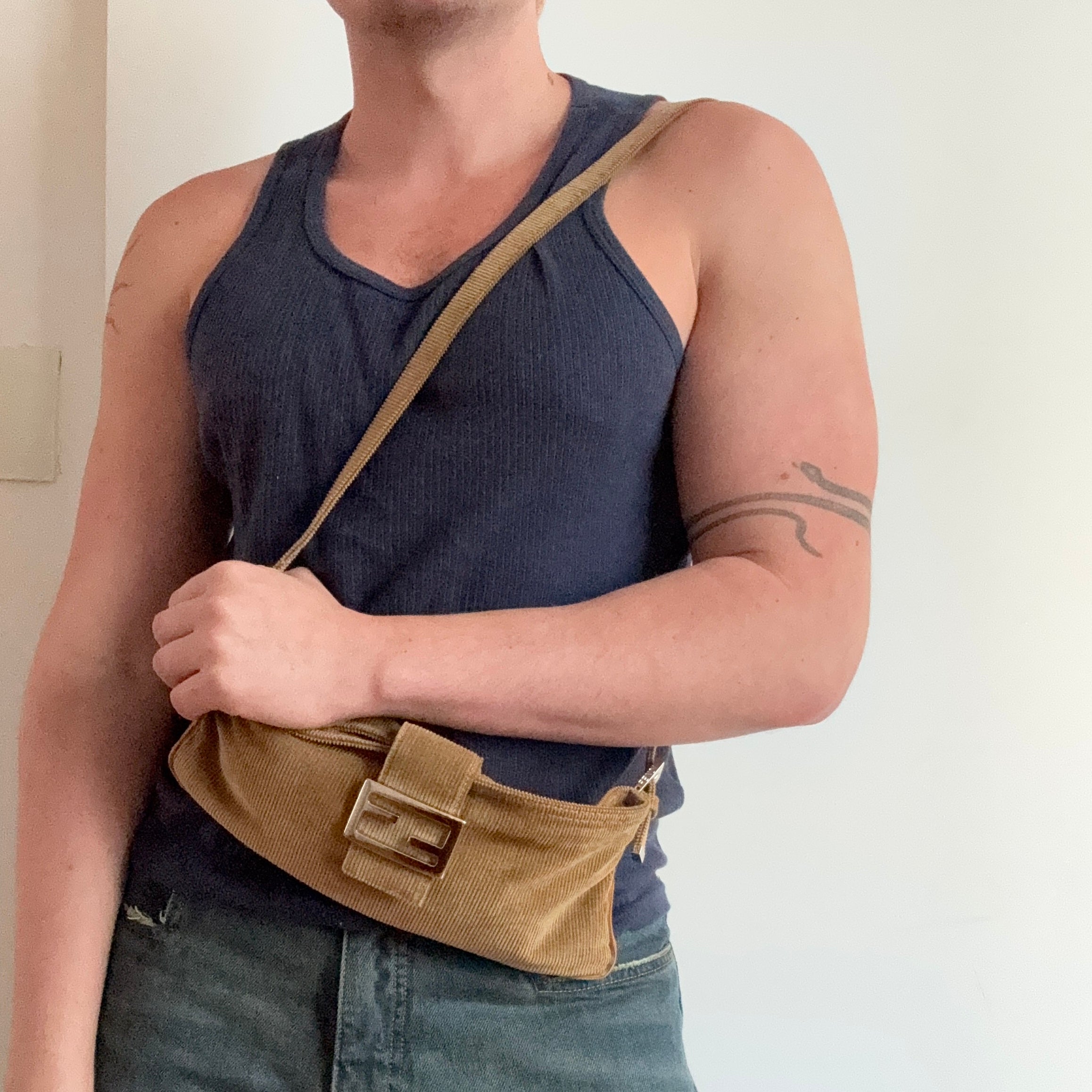 Fendi Corduroy Baguette Crossbody