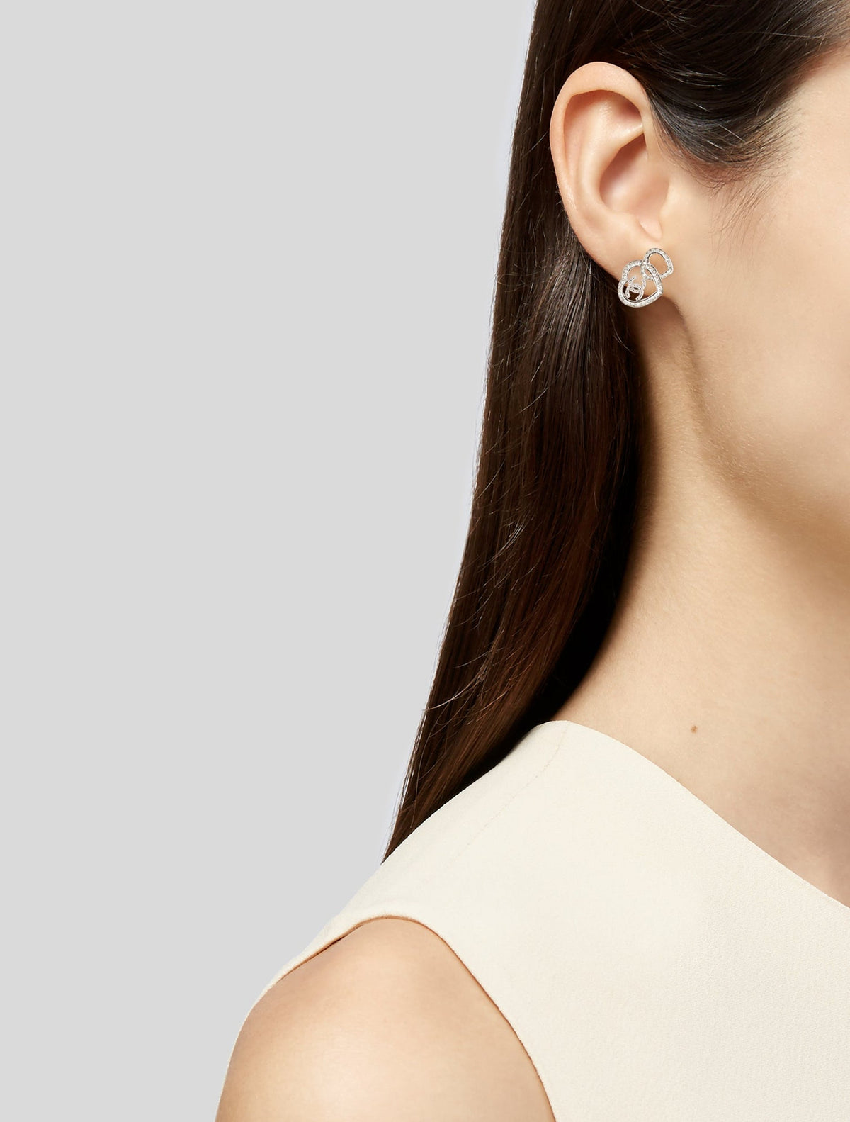Chanel Crystal Heart Earrings