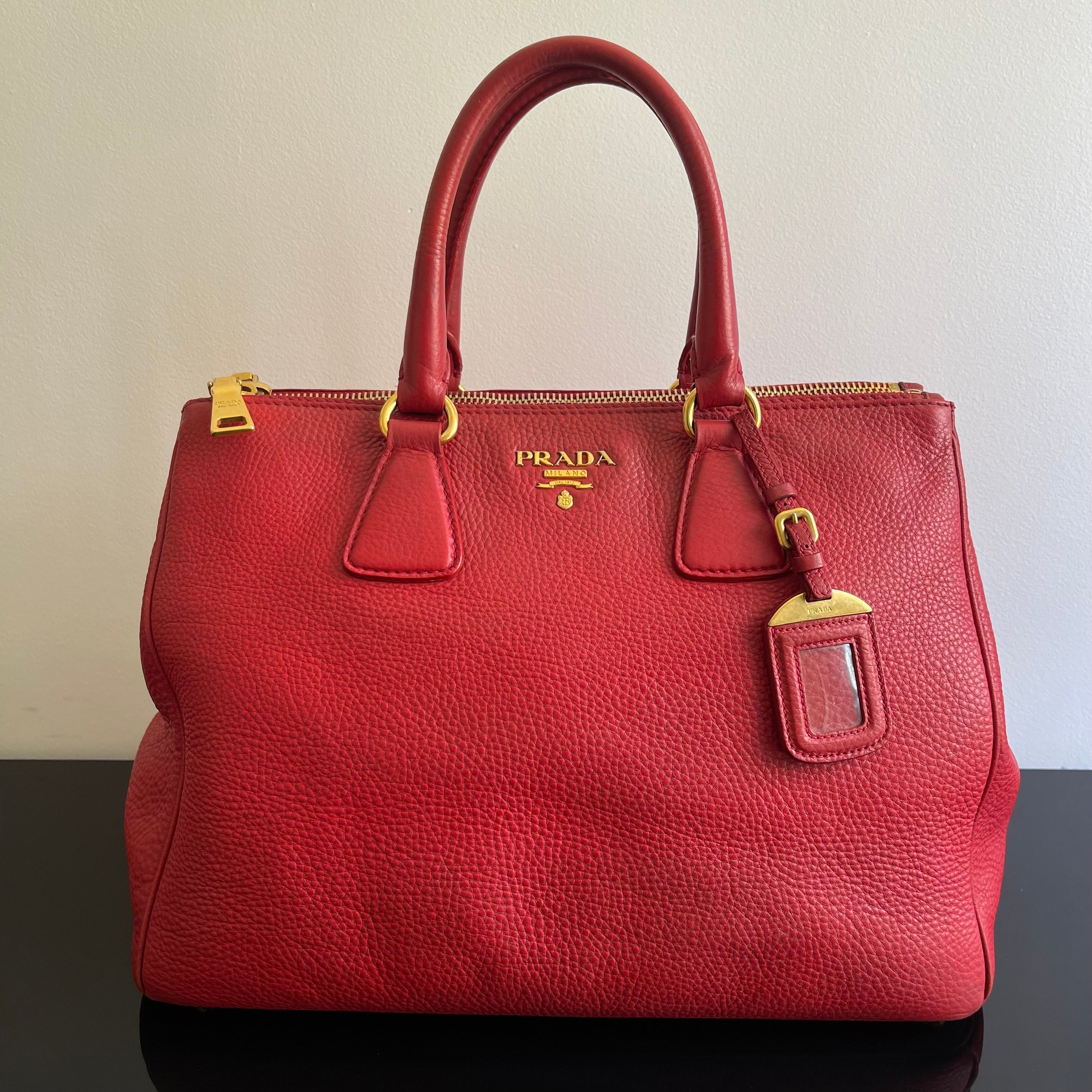 Prada Red Leather Tote Bag
