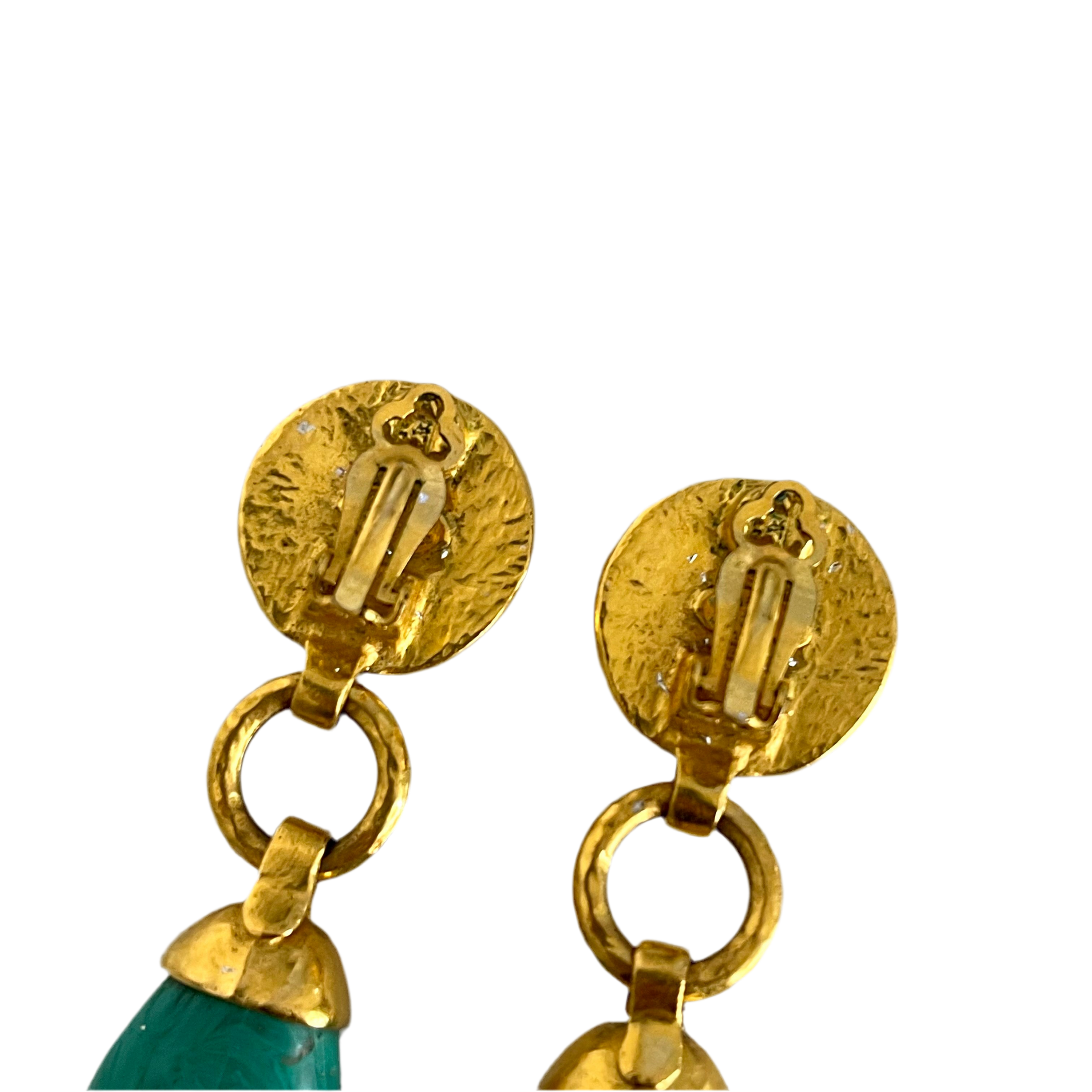 Chanel 1998 Turquoise Gold Earrings