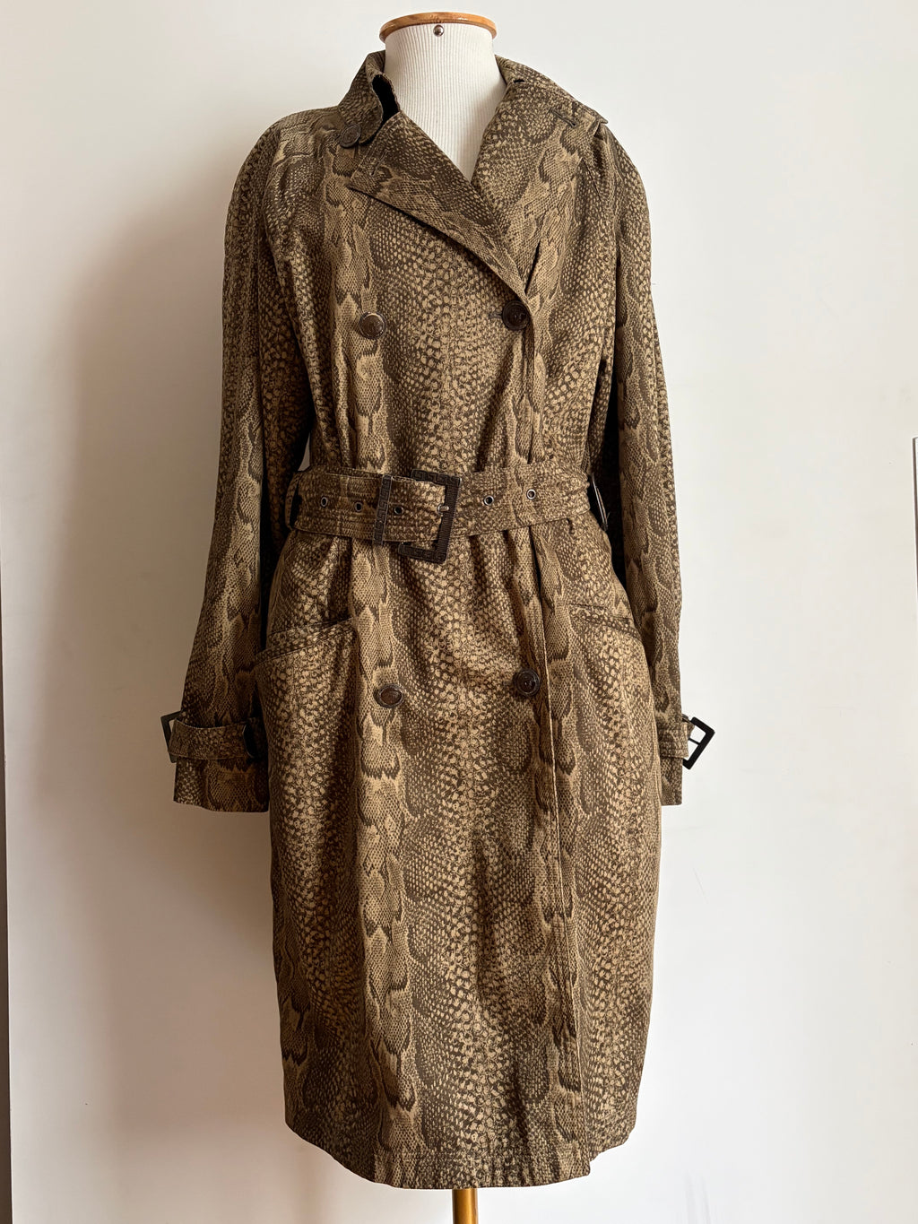 Gianni Versace 90s Brown Snakeskin-pattern Coat