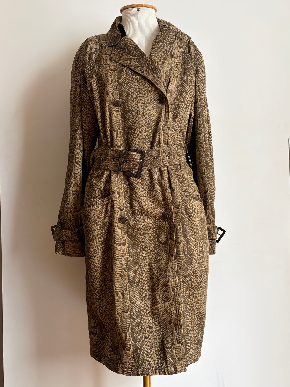 Gianni Versace 90s Brown Snakeskin-pattern Coat