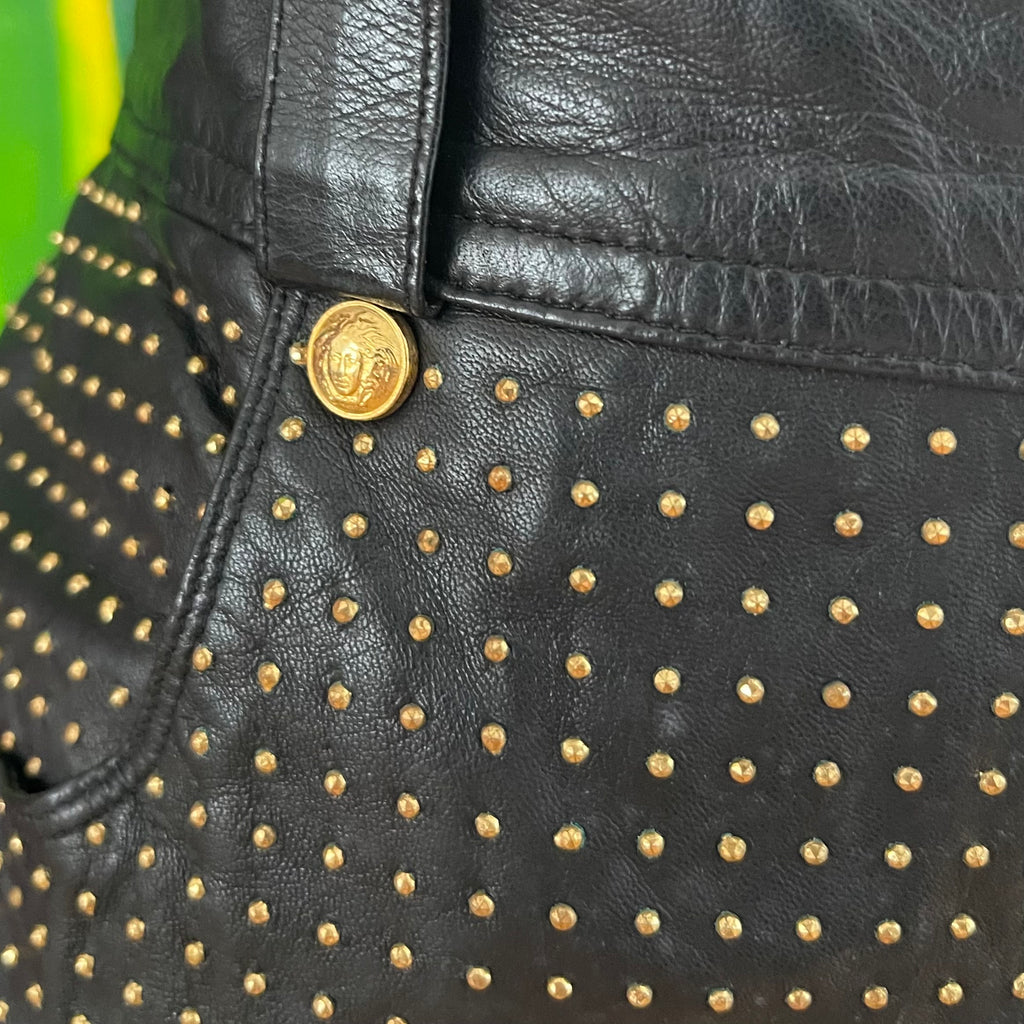 Gianni Versace 90s Studded Leather Skirt