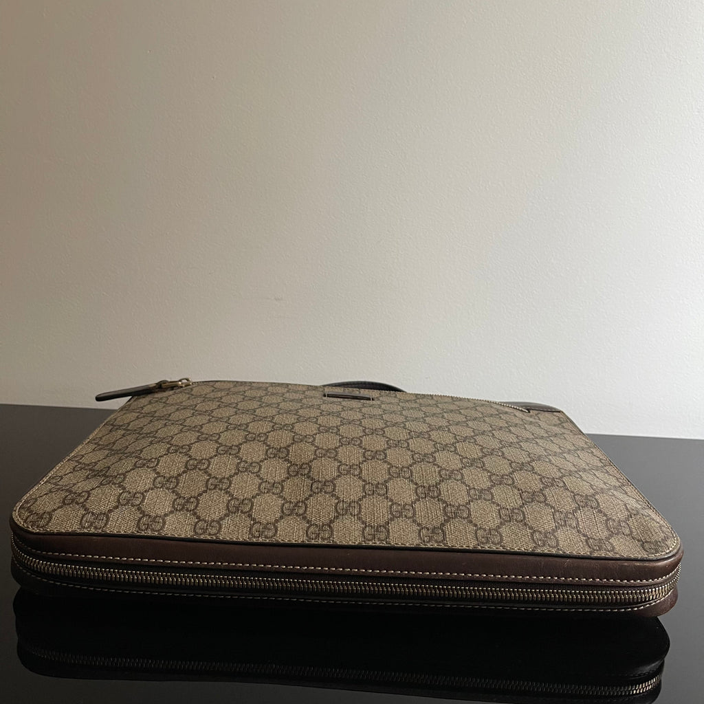 Gucci Brown/Beige GG Supreme Canvas Portfolio Case