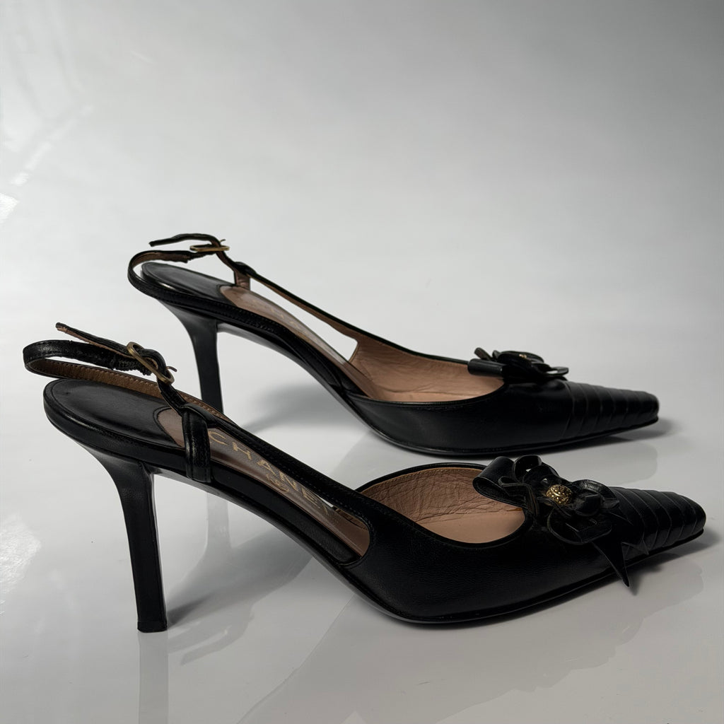 Chanel Slingback Camellia Heels