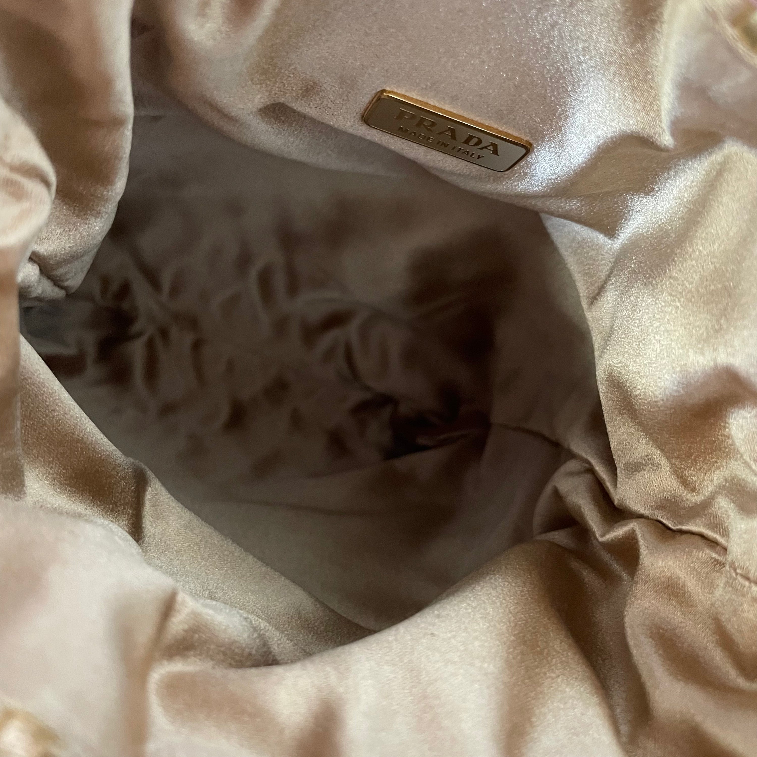 Prada Gold Bucket Satin Bag