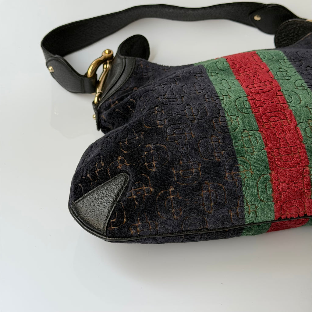 Gucci Heritage Horsebit Velvet Hobo Bag