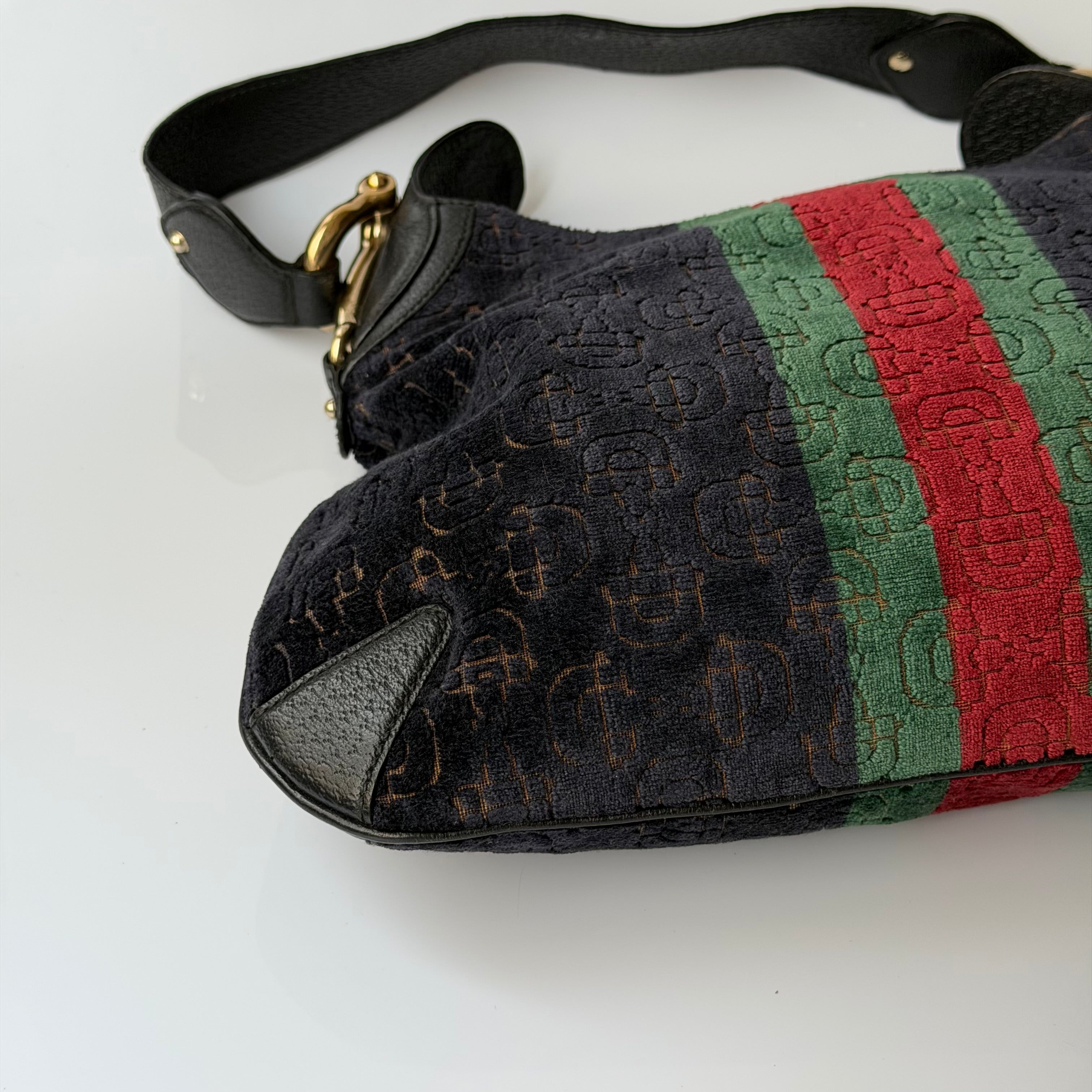 Gucci Heritage Horsebit Velvet Hobo Bag