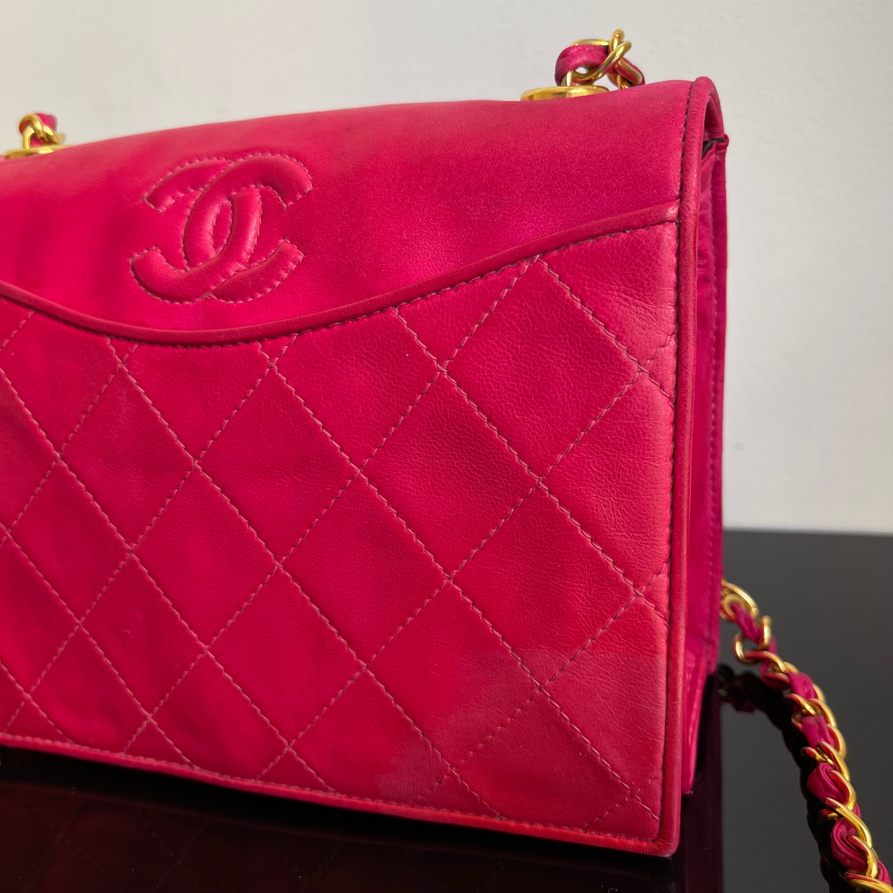 Chanel Pink Lambskin 1986-88 Vintage Flapbag