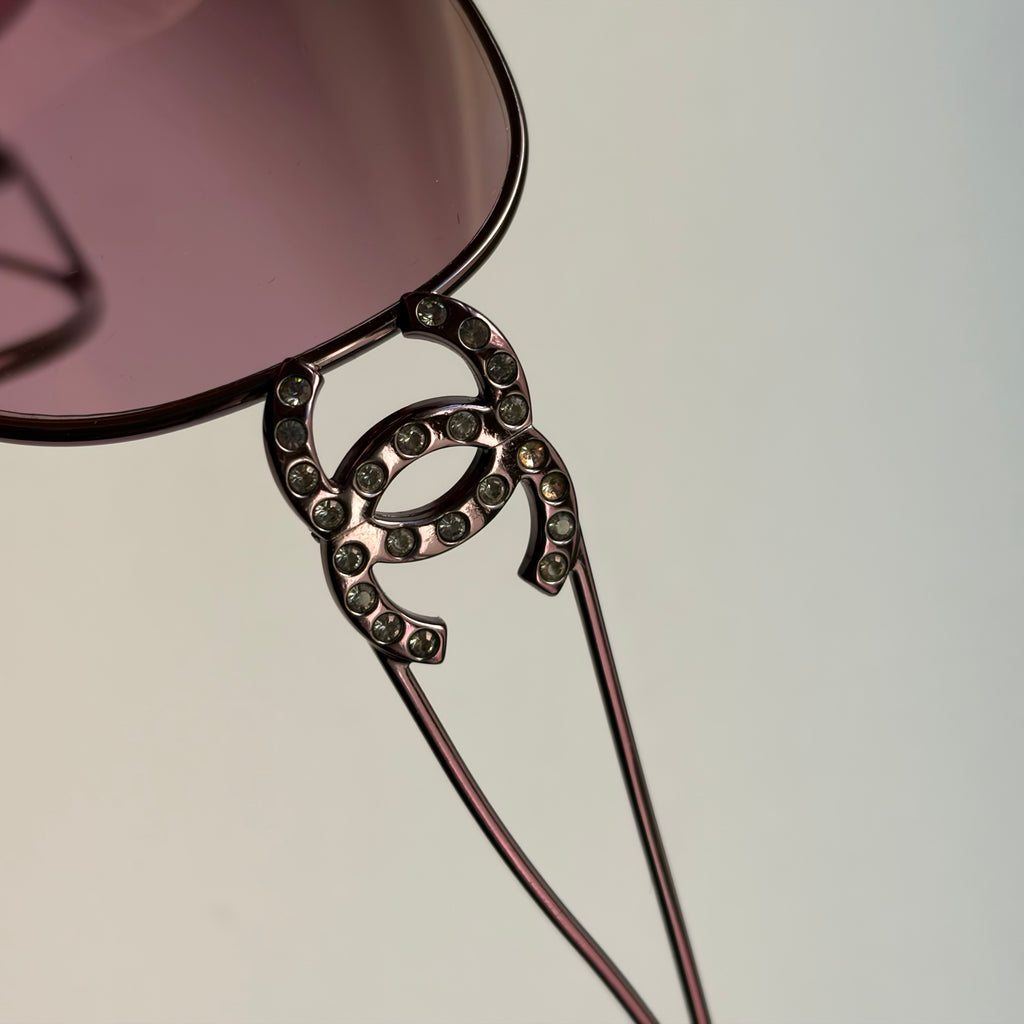 Chanel 2000s Pink Crystal Sunglasses