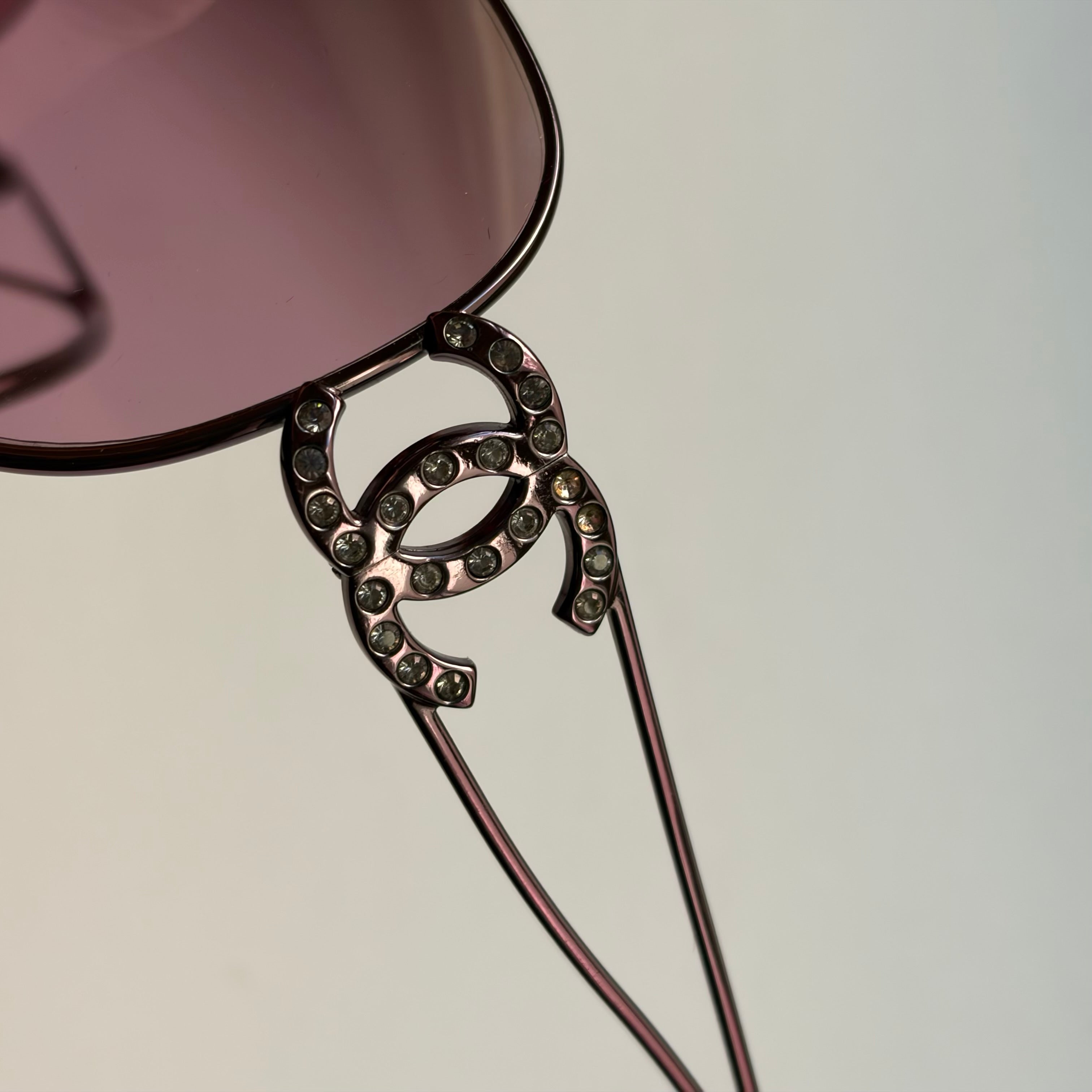 Chanel 2000s Pink Crystal Sunglasses