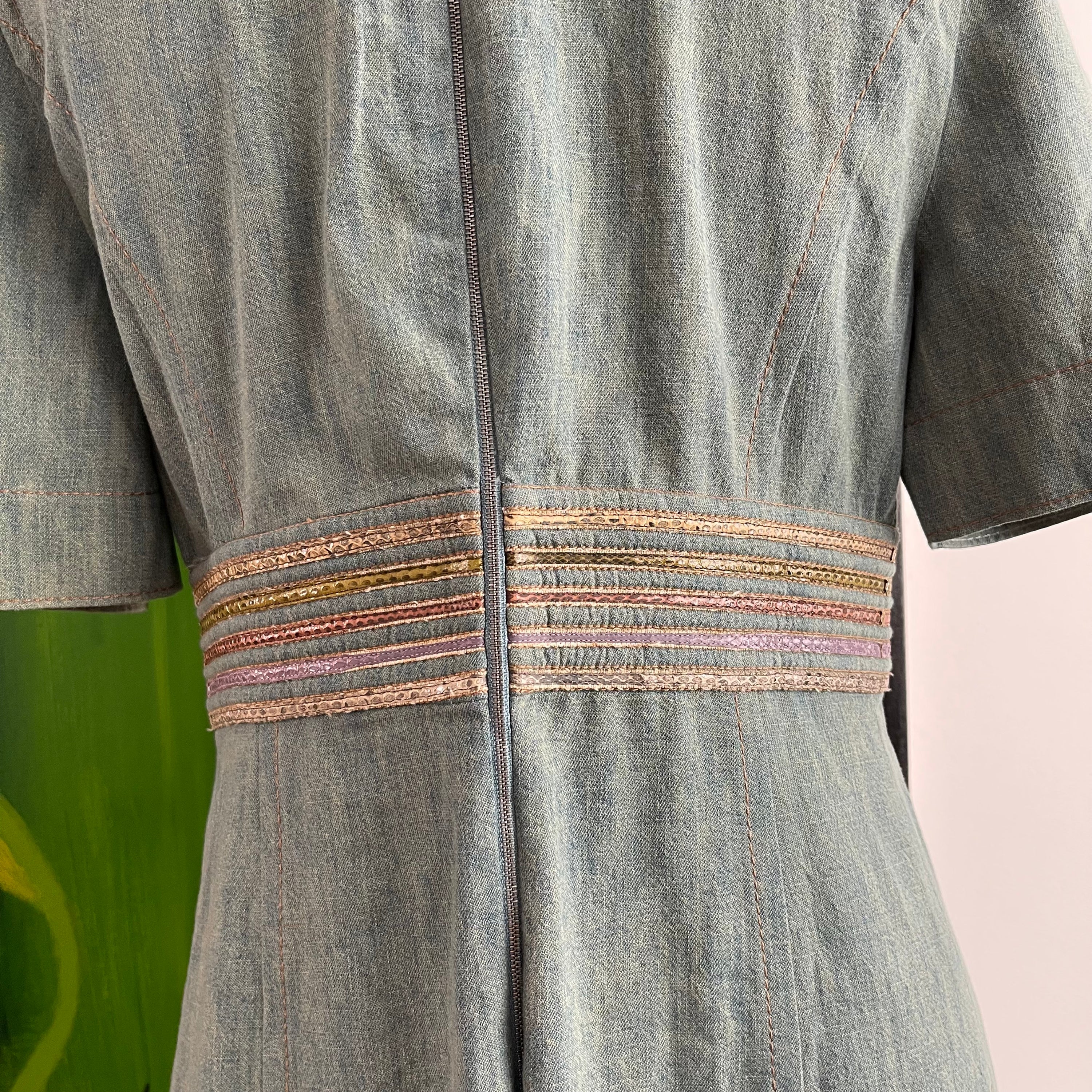 Bottega Veneta Denim dress with Python Effect Details