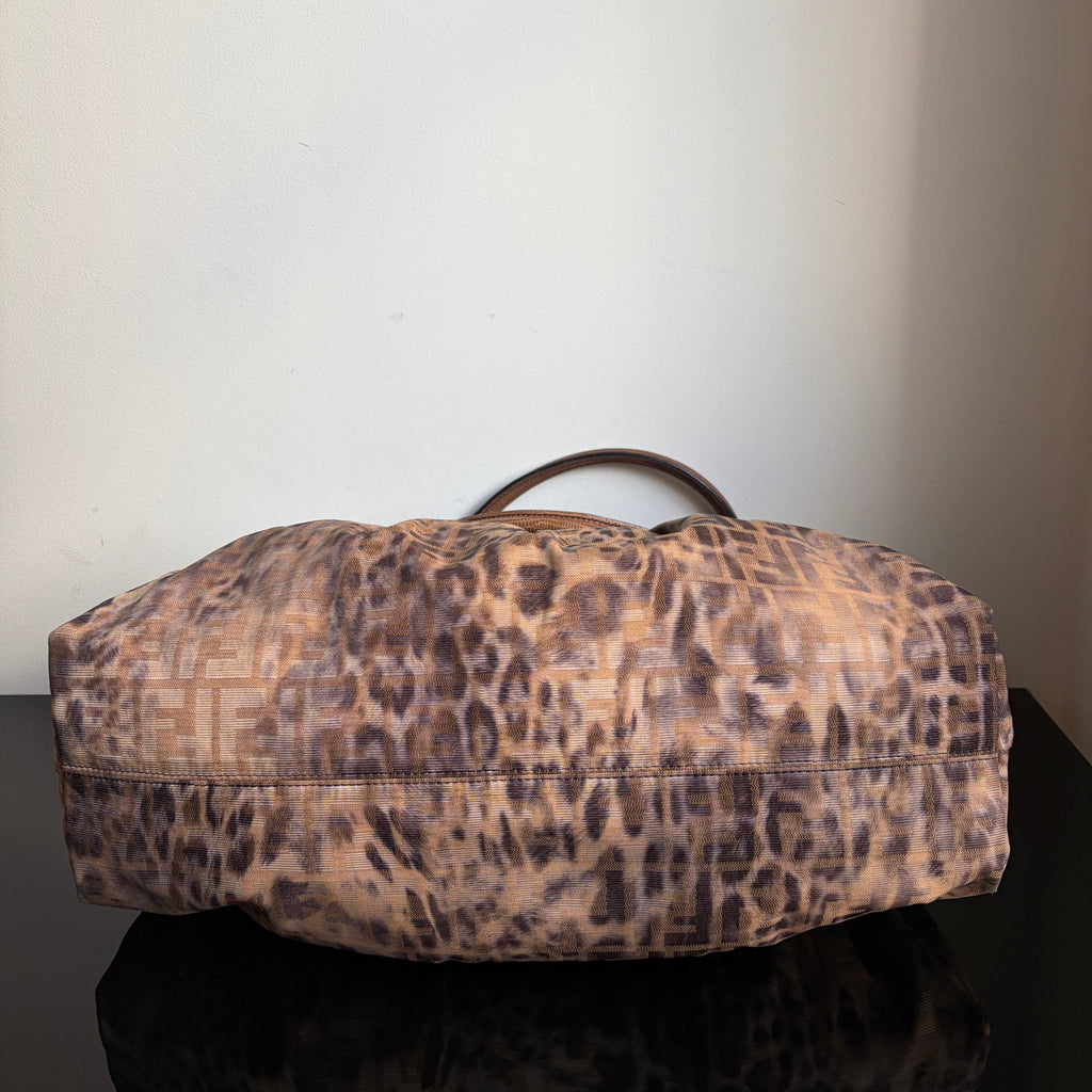 Fendi 2000s Large Lizard-Trimmed Zucca Chef Tote