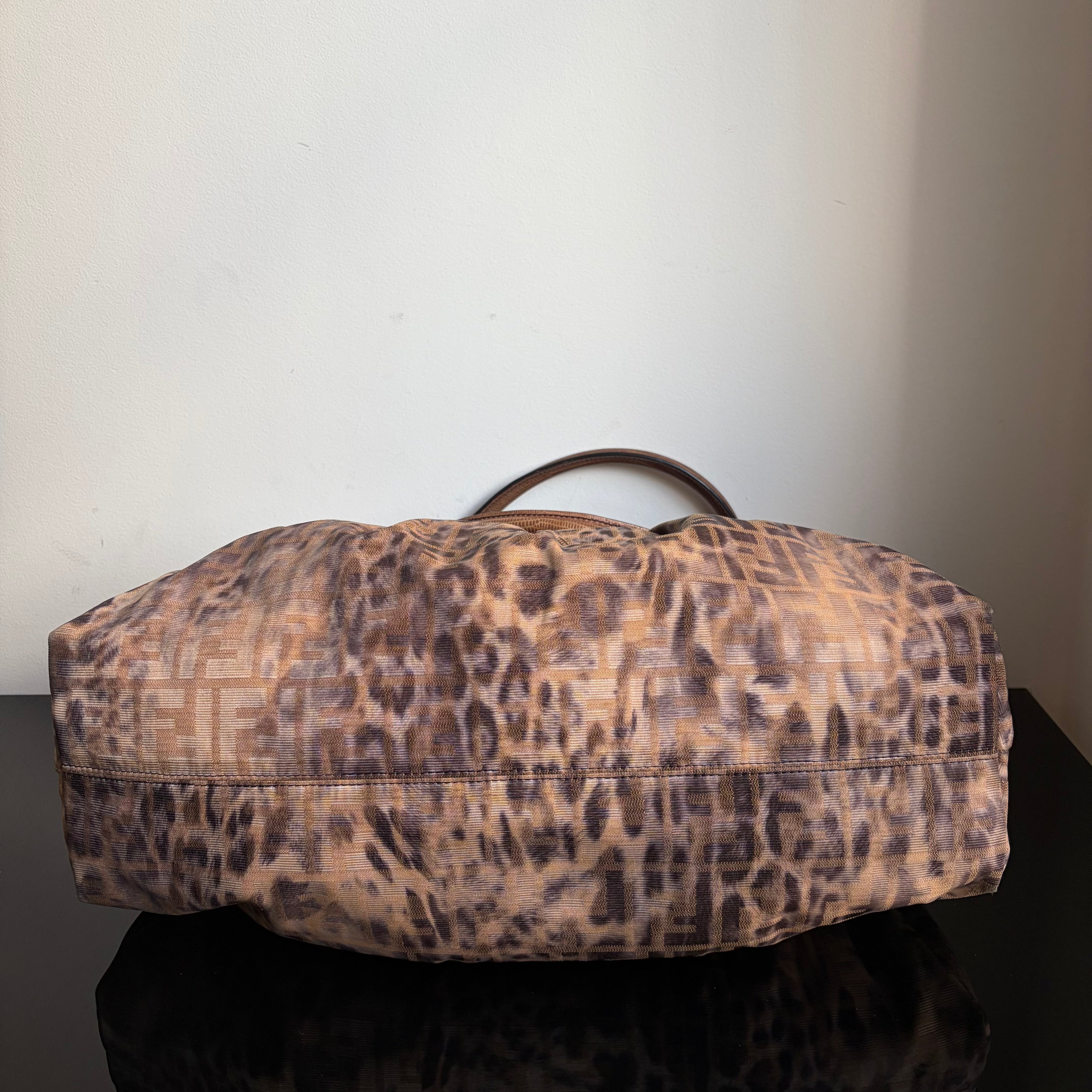Fendi 2000s Large Lizard-Trimmed Zucca Chef Tote
