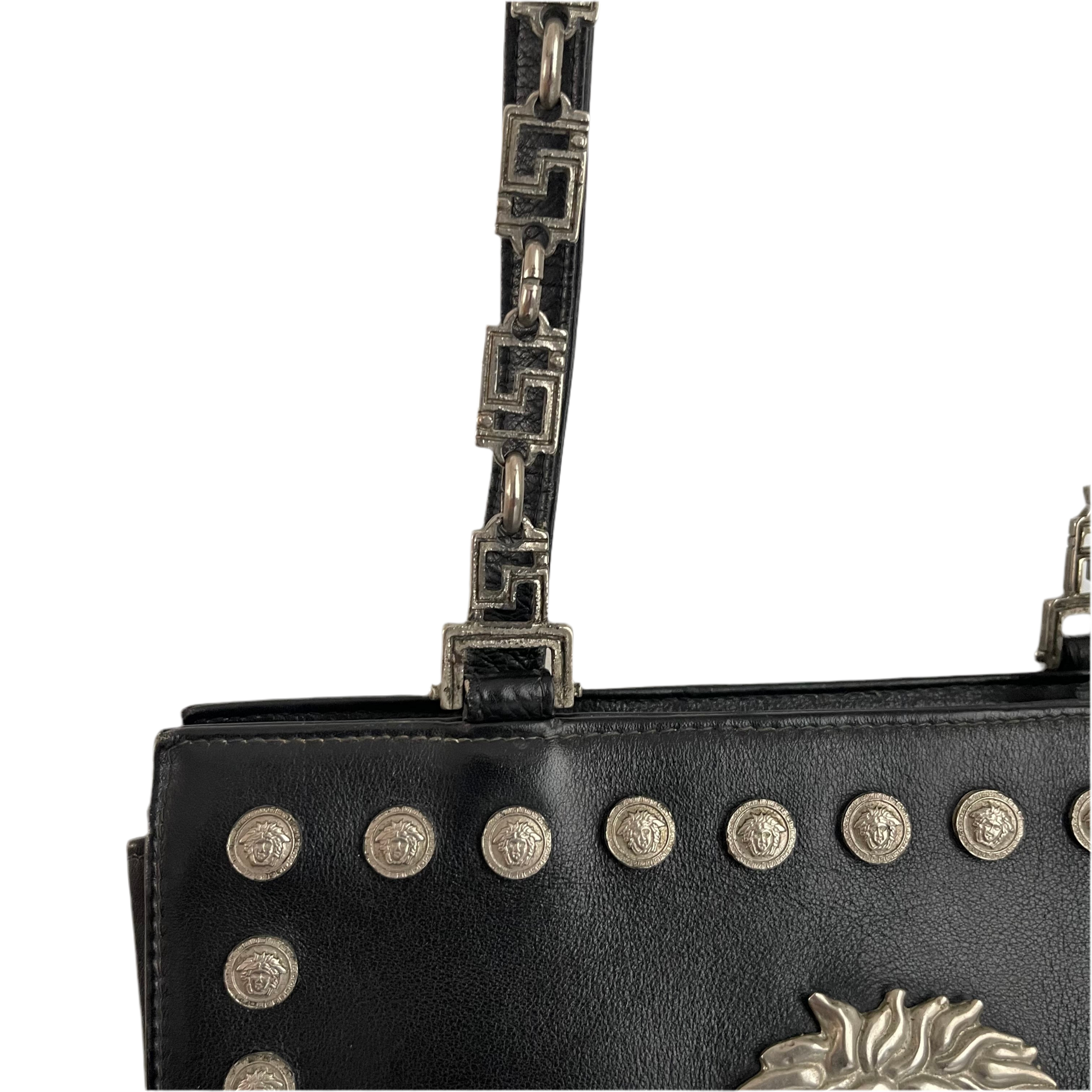 Gianni Versace 90s Medusa Studs Leather Bag
