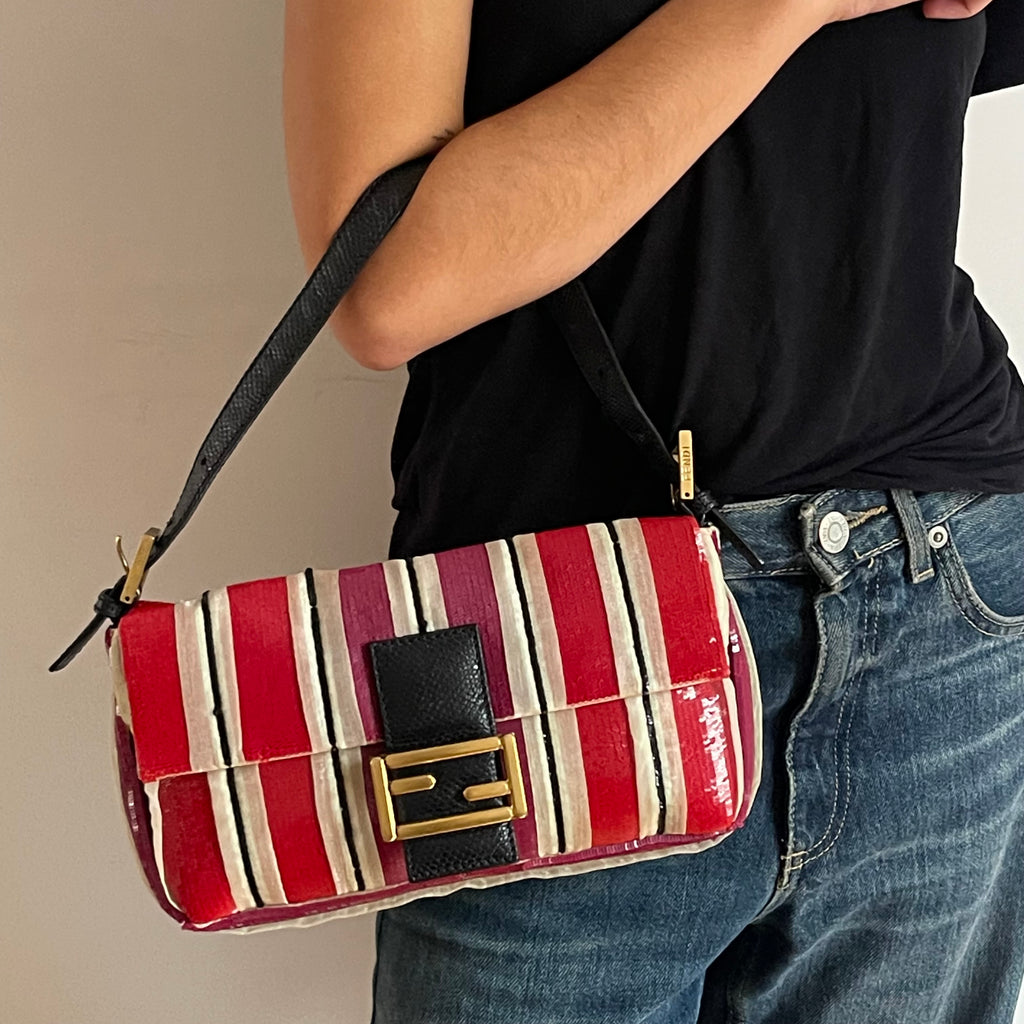 Fendi Sequined Stripes Baguette Bag